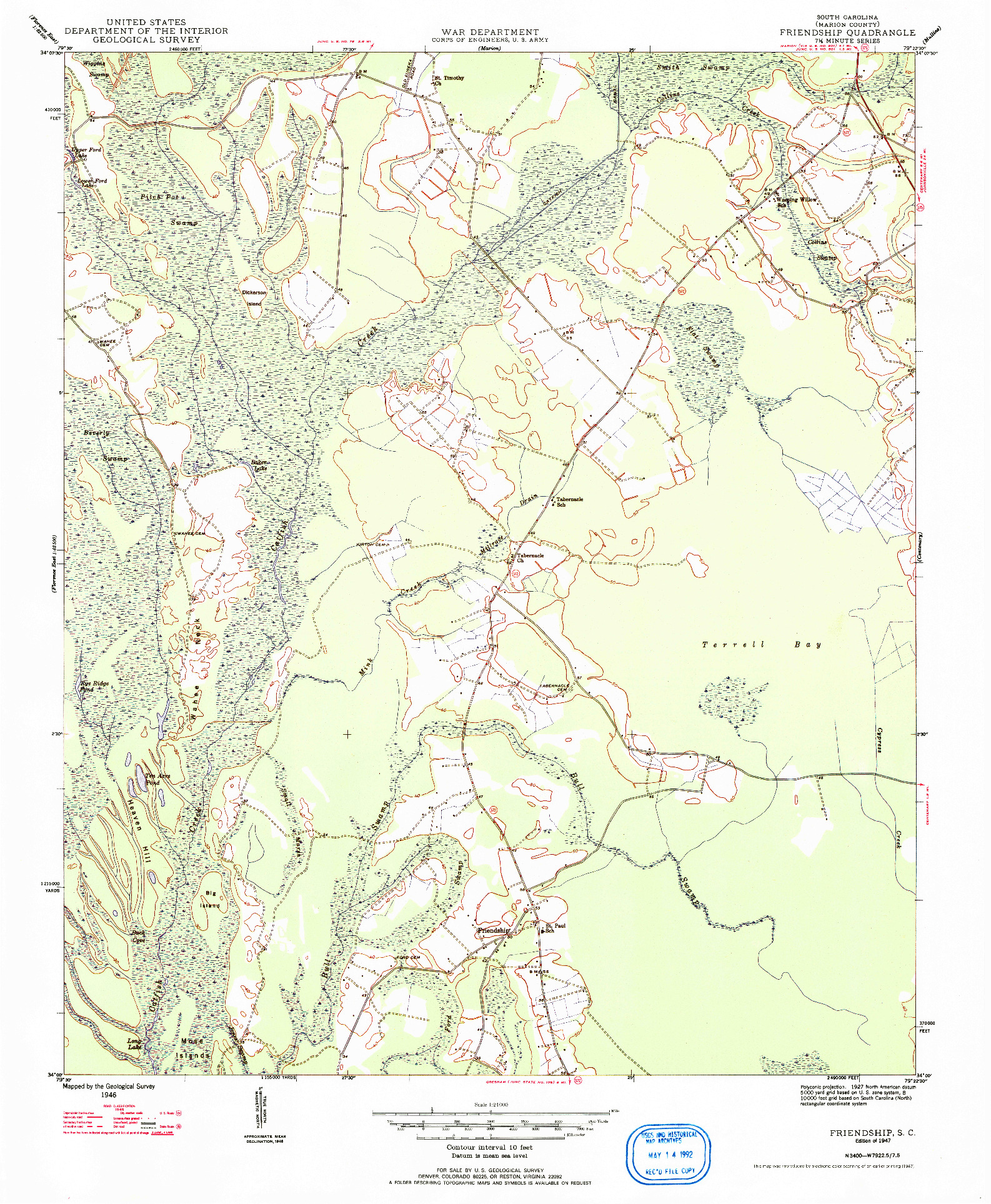 USGS 1:24000-SCALE QUADRANGLE FOR FRIENDSHIP, SC 1947
