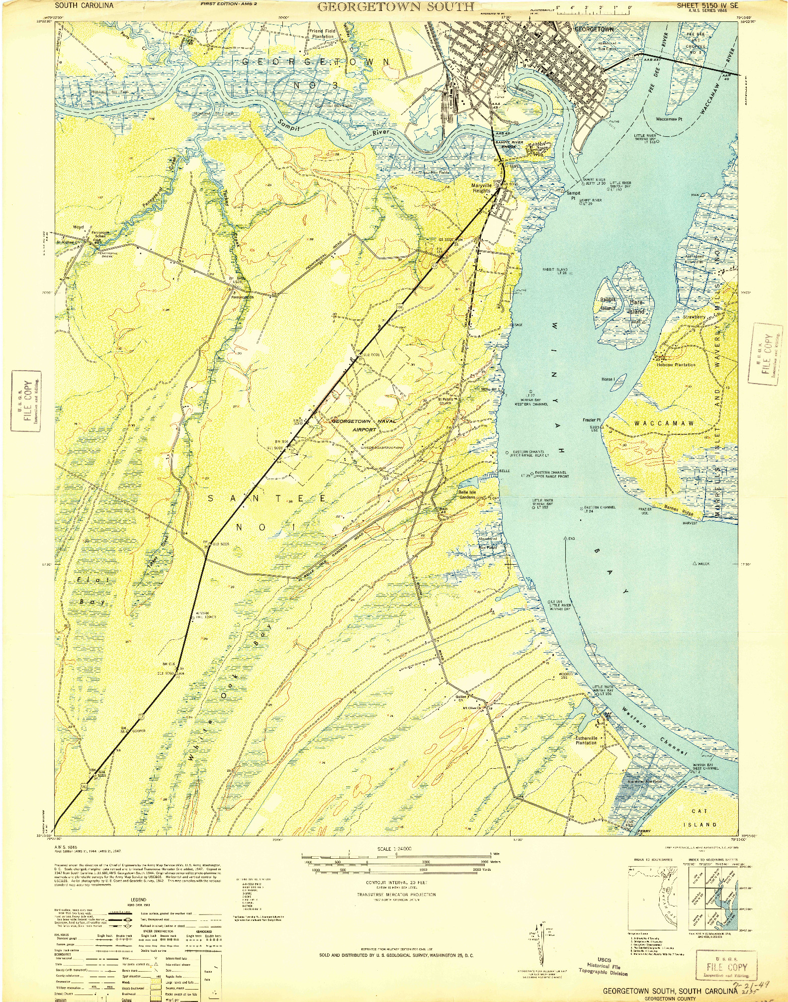 USGS 1:24000-SCALE QUADRANGLE FOR GEORGETOWN SOUTH, SC 1947