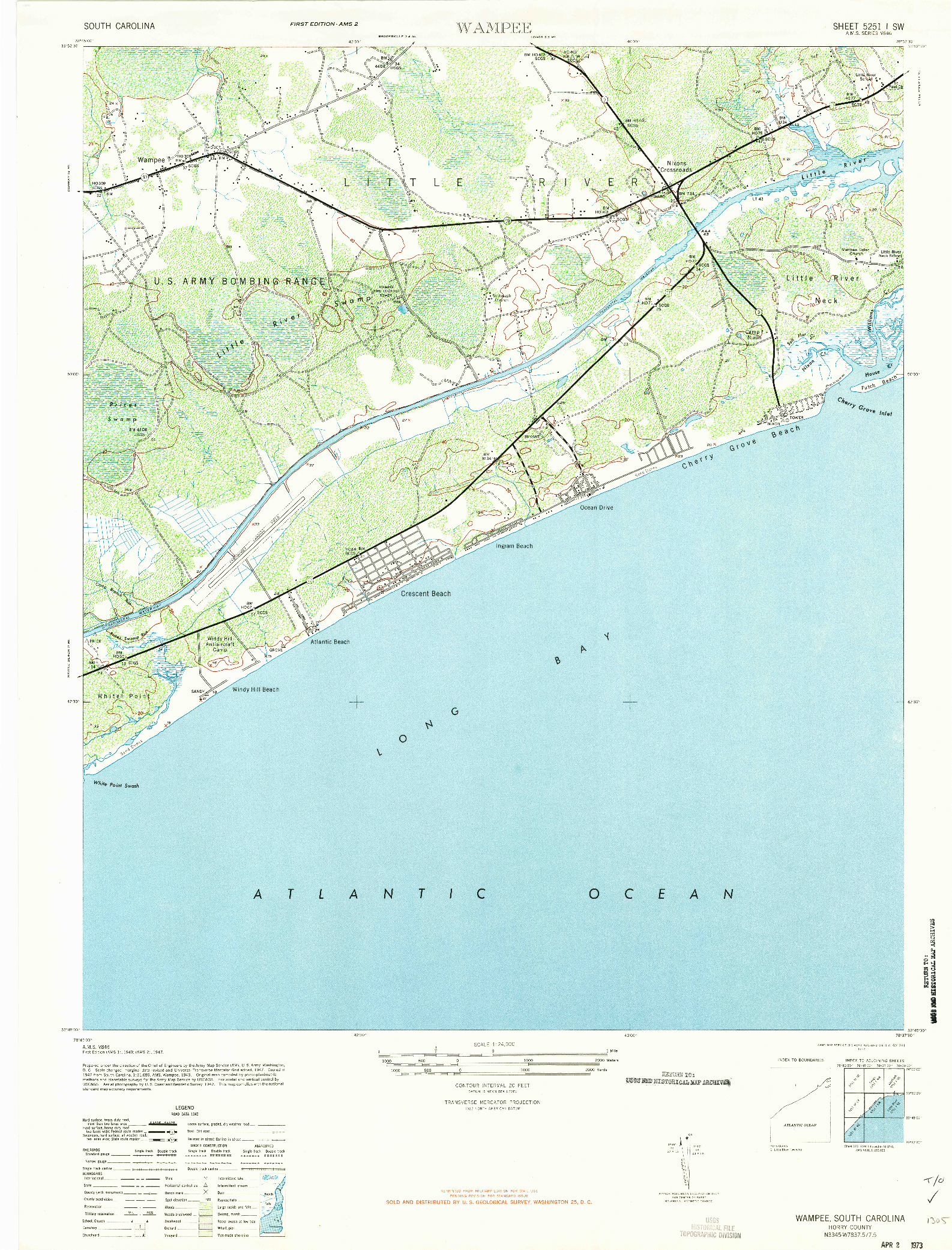 USGS 1:24000-SCALE QUADRANGLE FOR WAMPEE, SC 1943