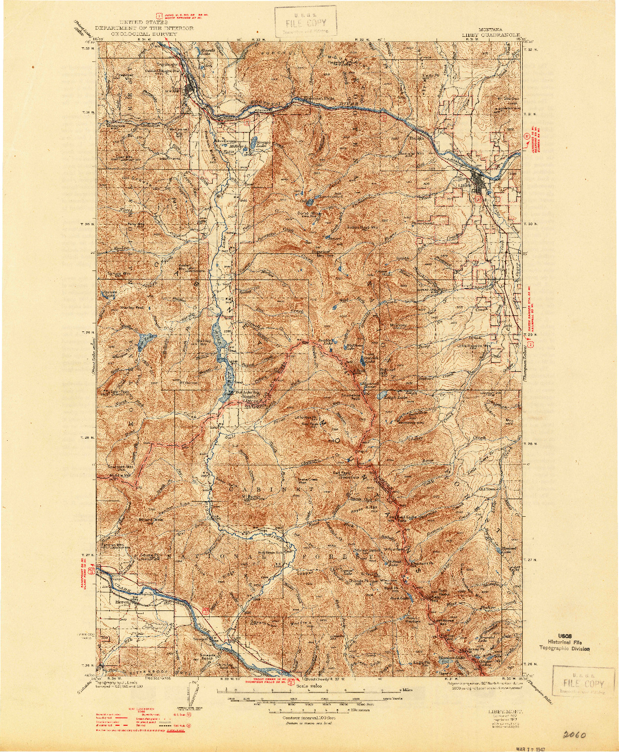 USGS 1:125000-SCALE QUADRANGLE FOR LIBBY, MT 1932