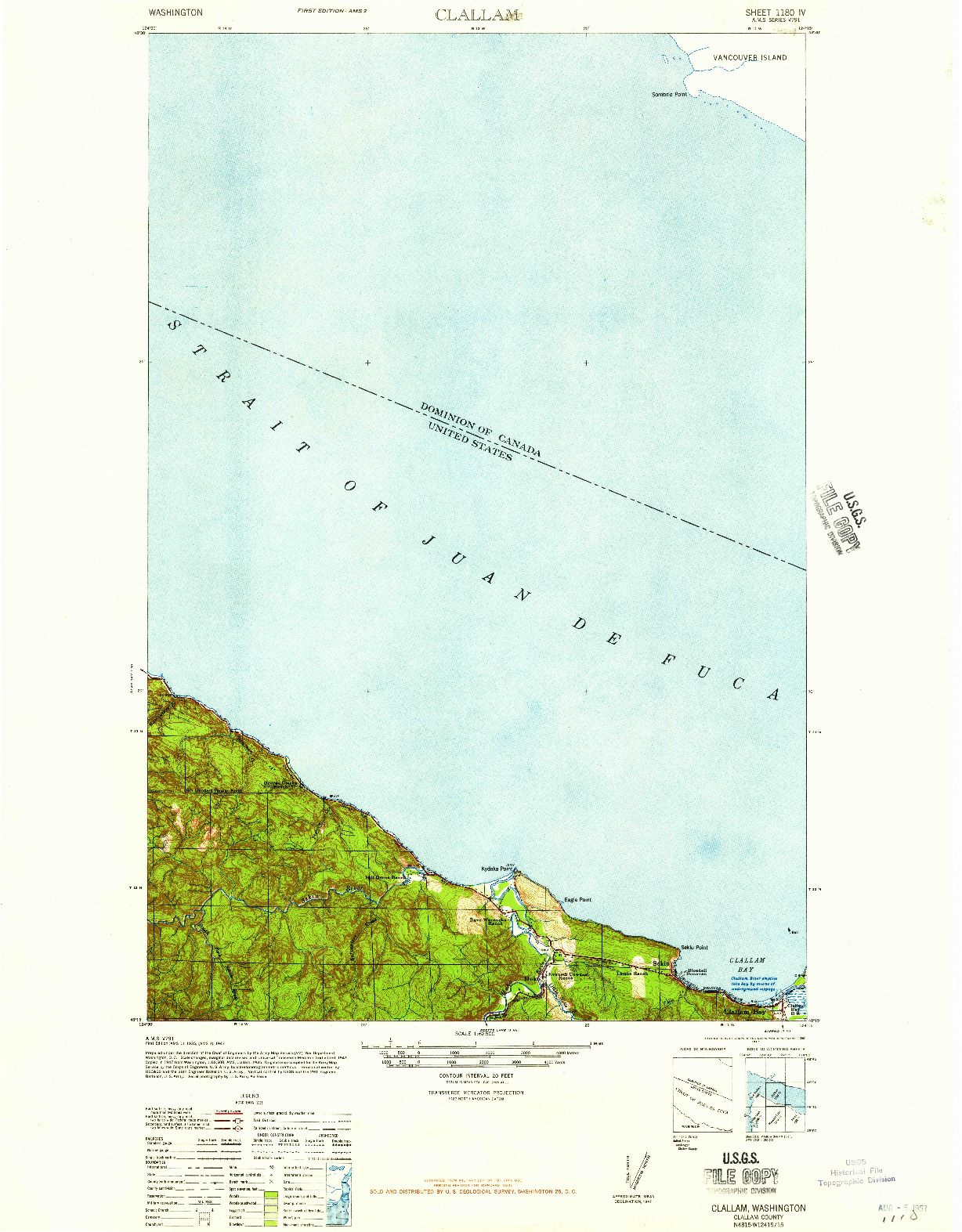 USGS 1:62500-SCALE QUADRANGLE FOR CLALLAM, WA 1935
