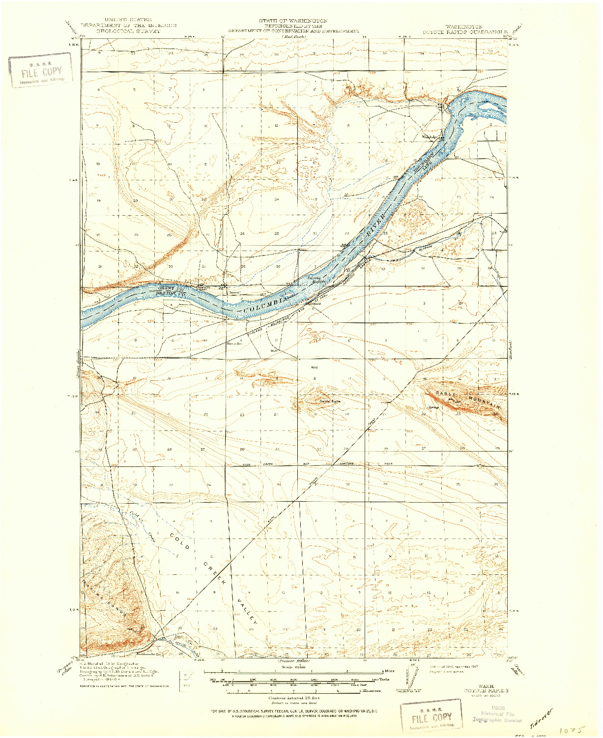 USGS 1:62500-SCALE QUADRANGLE FOR COYOTE RAPIDS, WA 1916