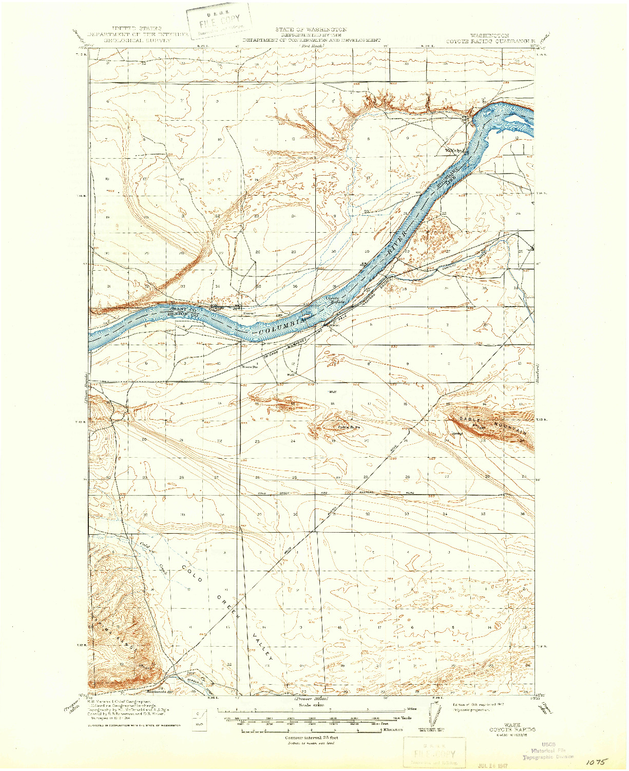 USGS 1:62500-SCALE QUADRANGLE FOR COYOTE RAPIDS, WA 1916