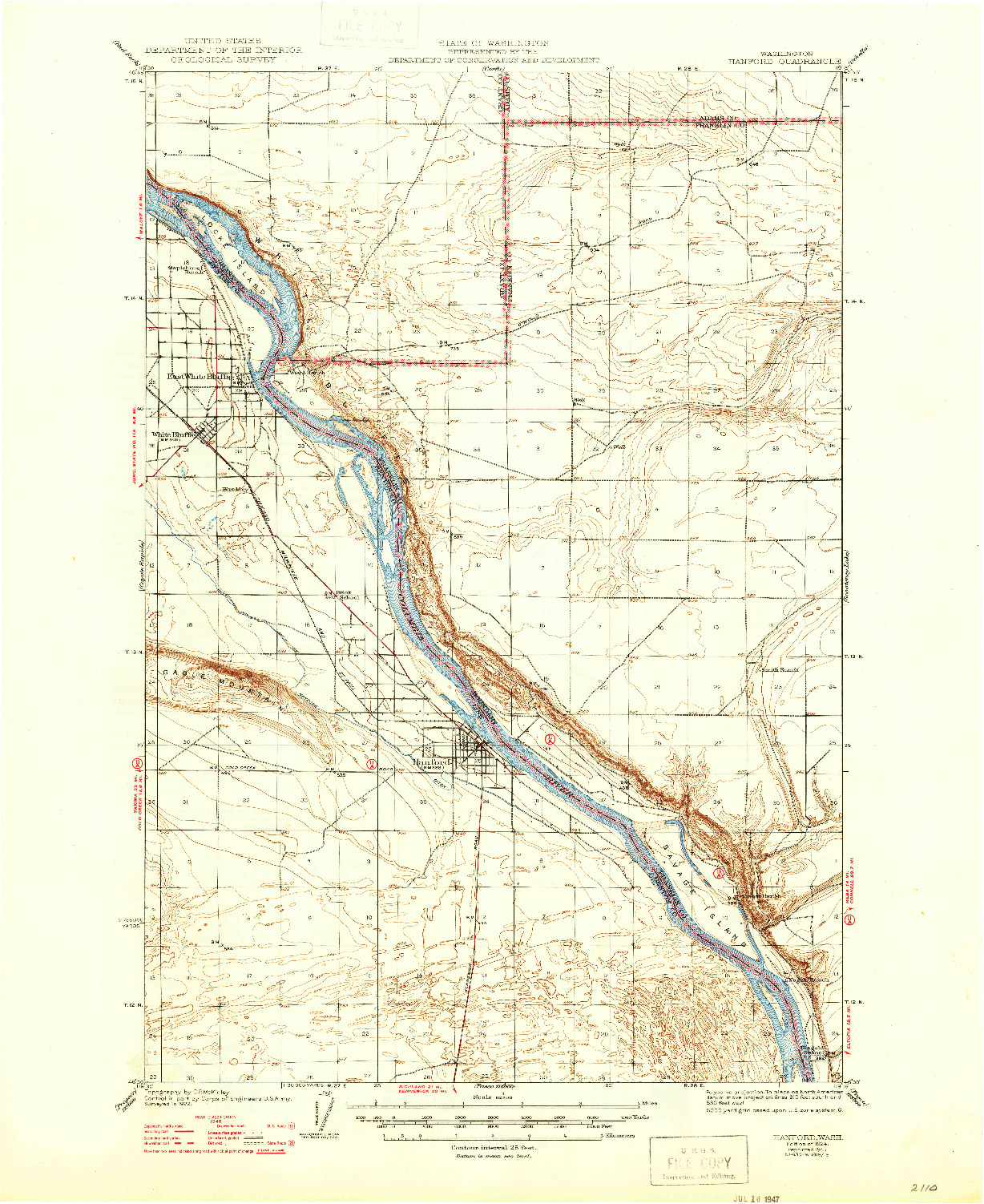 USGS 1:62500-SCALE QUADRANGLE FOR HANFORD, WA 1924
