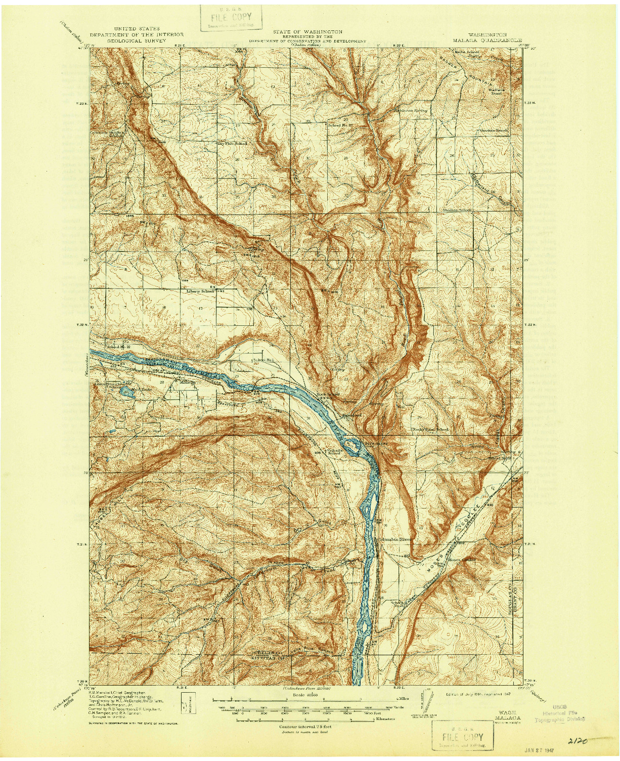 USGS 1:62500-SCALE QUADRANGLE FOR MALAGA, WA 1914