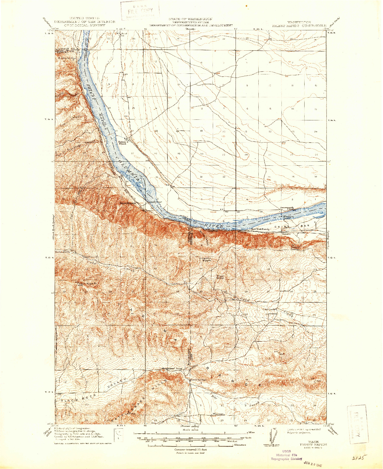 USGS 1:62500-SCALE QUADRANGLE FOR PRIEST RAPIDS, WA 1917
