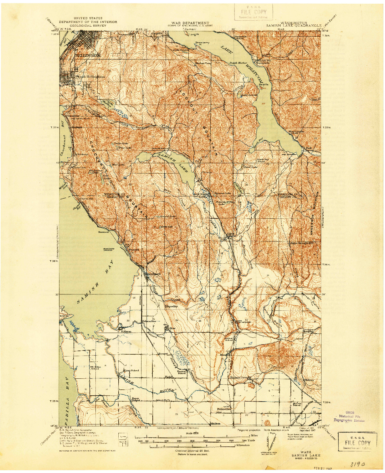 USGS 1:62500-SCALE QUADRANGLE FOR SAMISH LAKE, WA 1918