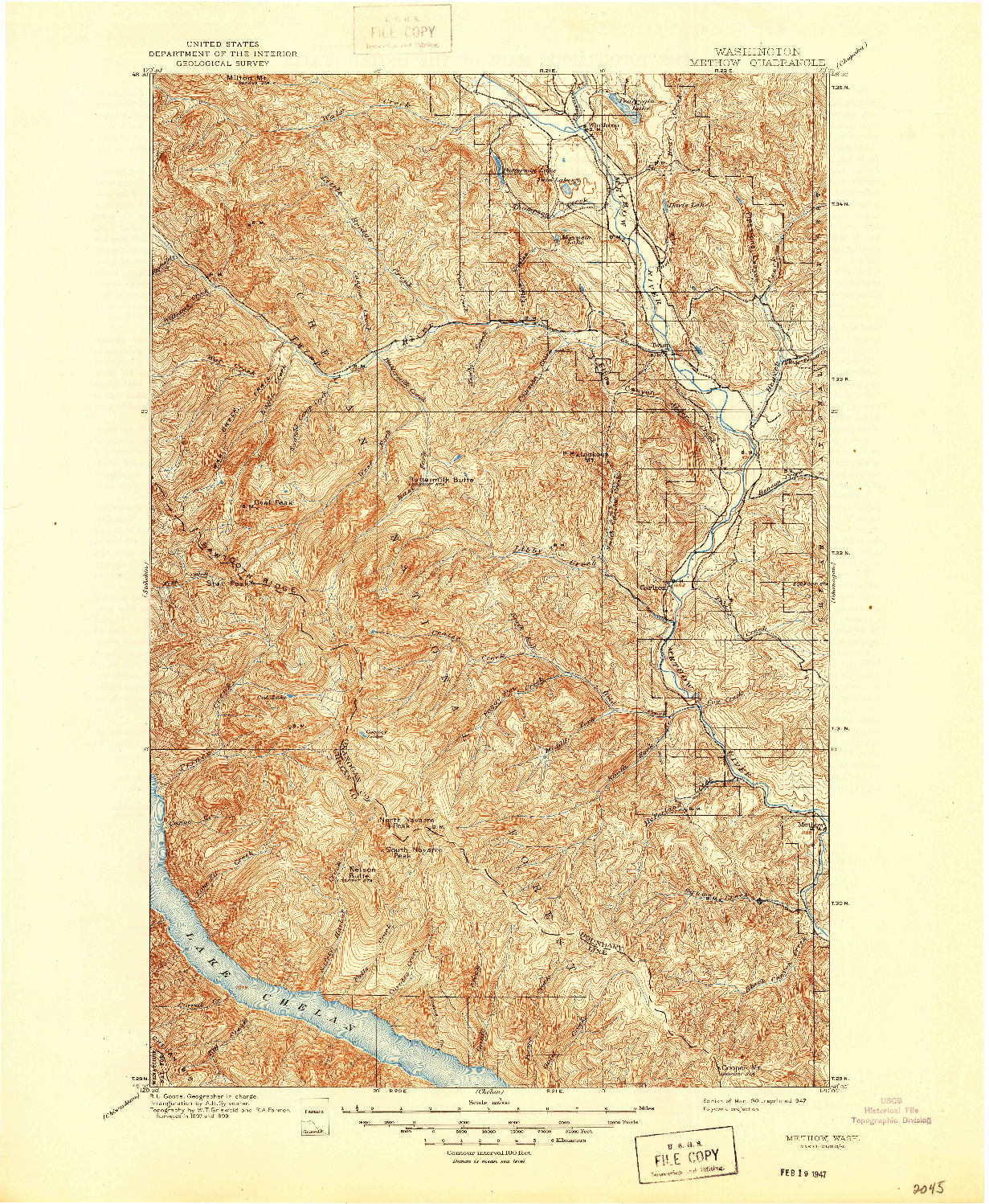 USGS 1:125000-SCALE QUADRANGLE FOR METHOW, WA 1901