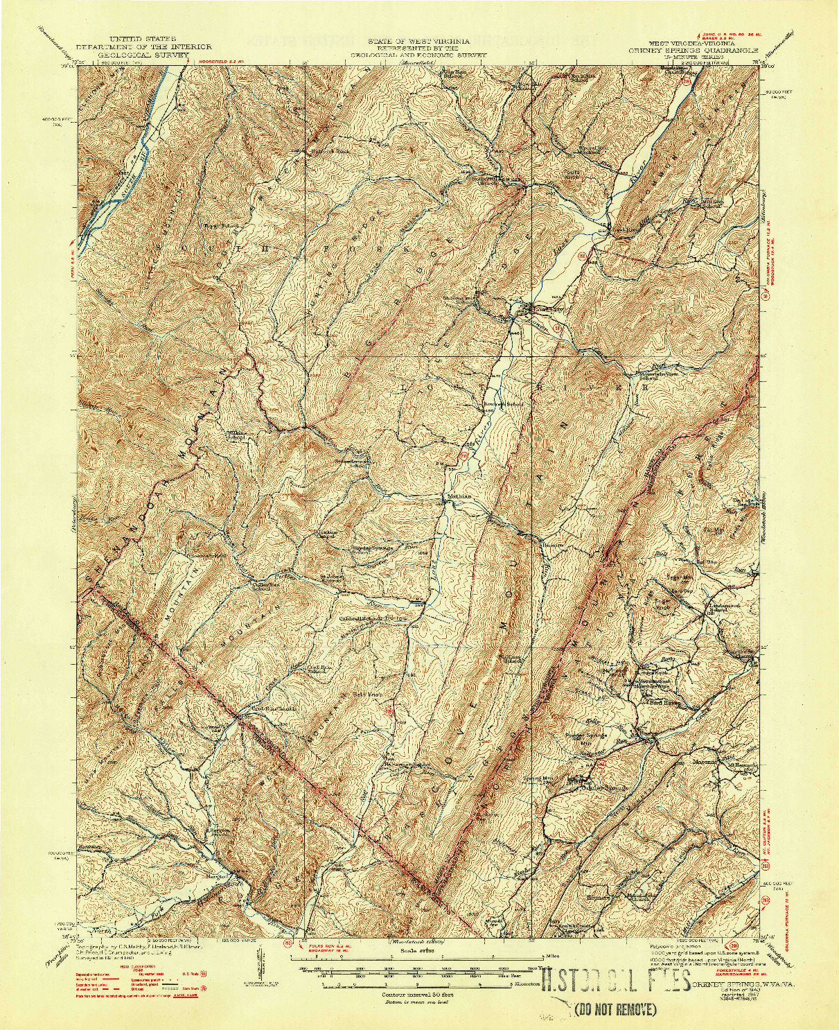 USGS 1:62500-SCALE QUADRANGLE FOR ORKNEY SPRINGS, WV 1943