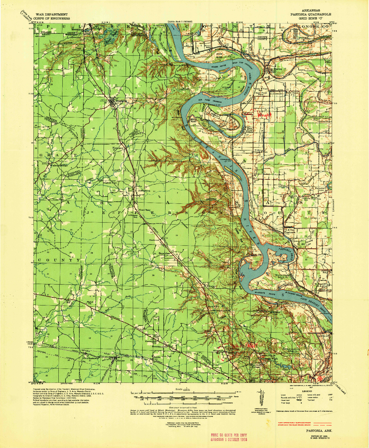 USGS 1:62500-SCALE QUADRANGLE FOR PASTORIA, AR 1935
