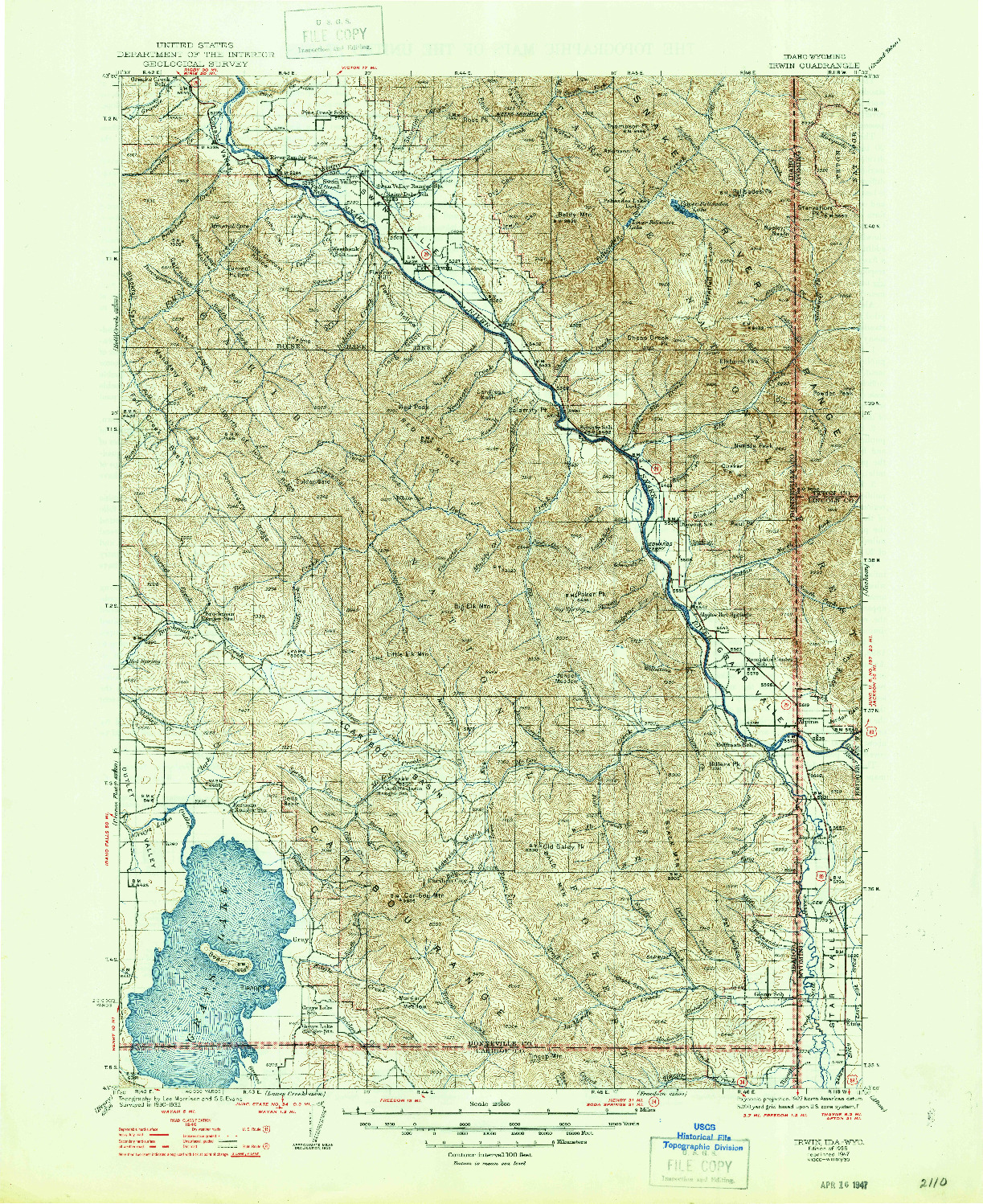 USGS 1:125000-SCALE QUADRANGLE FOR IRWIN, ID 1935