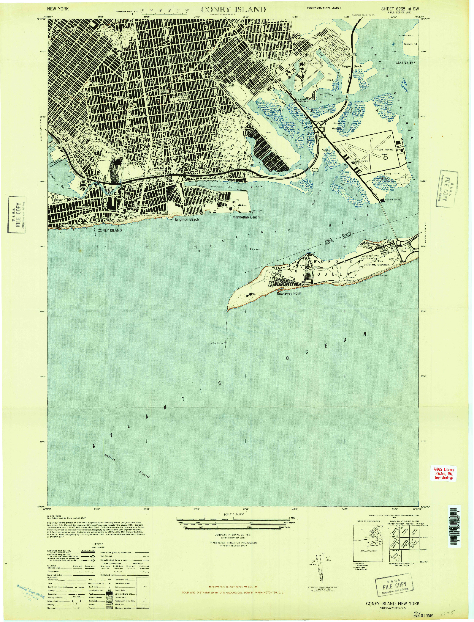 USGS 1:24000-SCALE QUADRANGLE FOR CONEY ISLAND, NY 1947