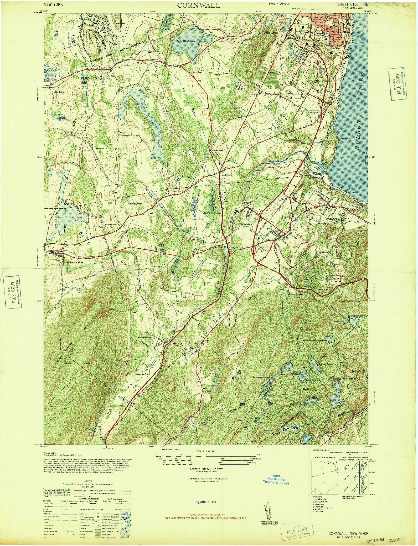USGS 1:24000-SCALE QUADRANGLE FOR CORNWALL, NY 1947