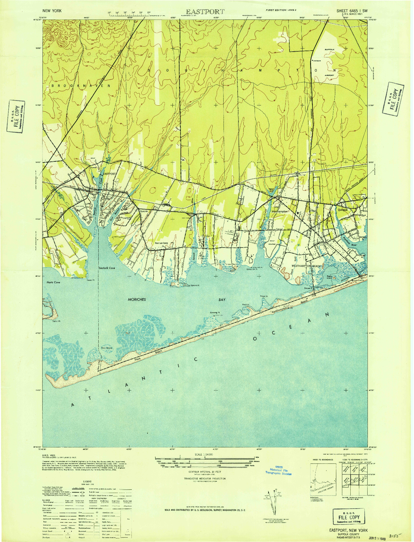 USGS 1:24000-SCALE QUADRANGLE FOR EASTPORT, NY 1947