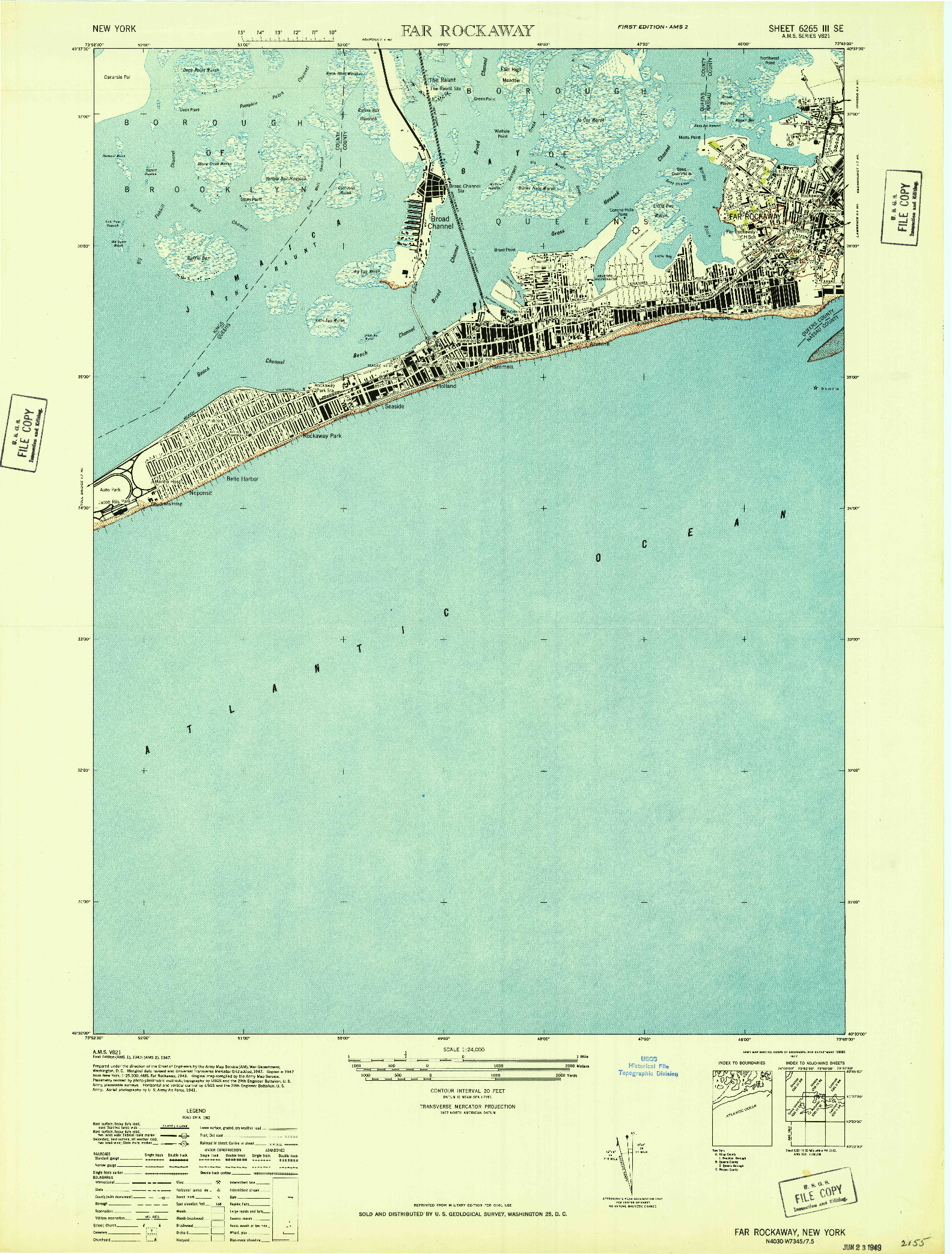 USGS 1:24000-SCALE QUADRANGLE FOR FAR ROCKAWAY, NY 1947