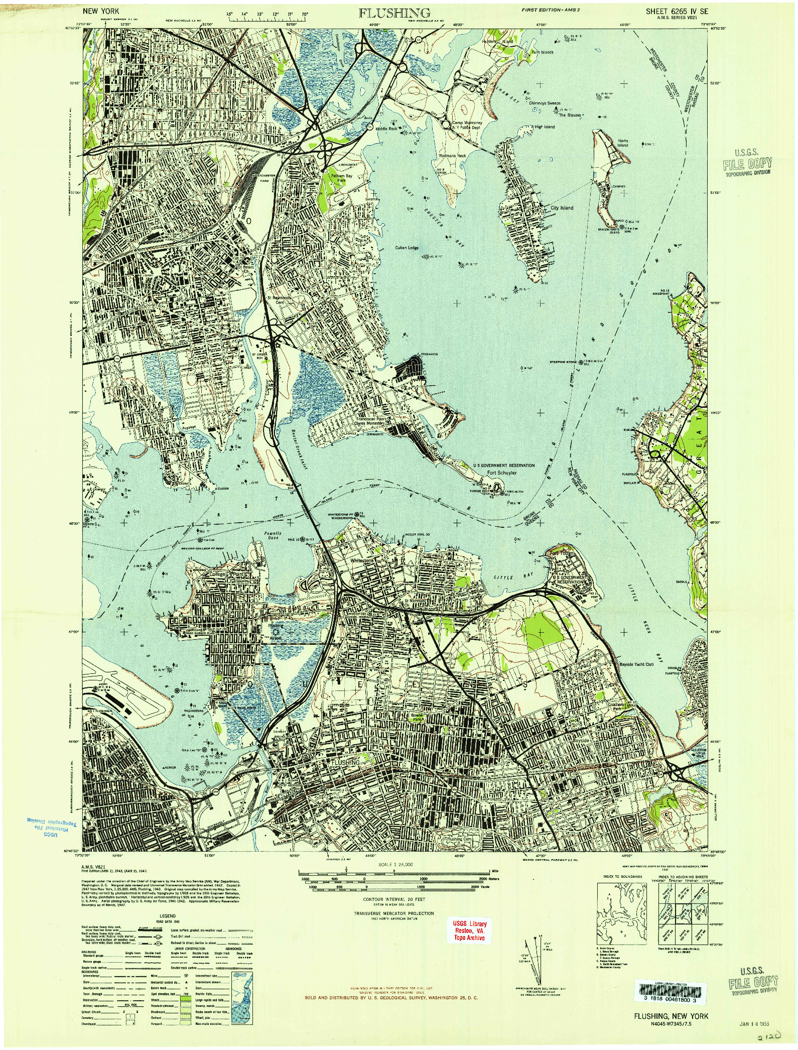 USGS 1:24000-SCALE QUADRANGLE FOR FLUSHING, NY 1947