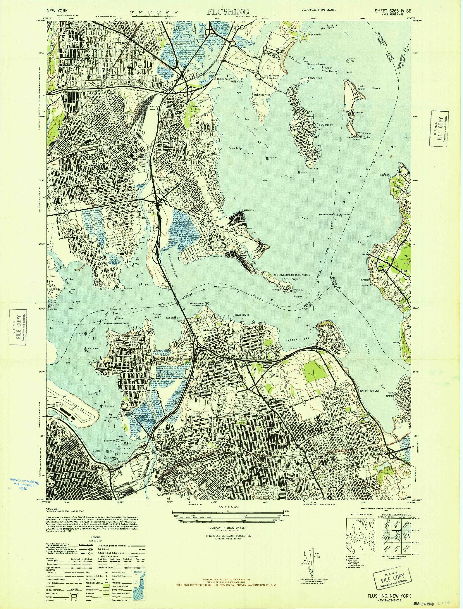 USGS 1:24000-SCALE QUADRANGLE FOR FLUSHING, NY 1947