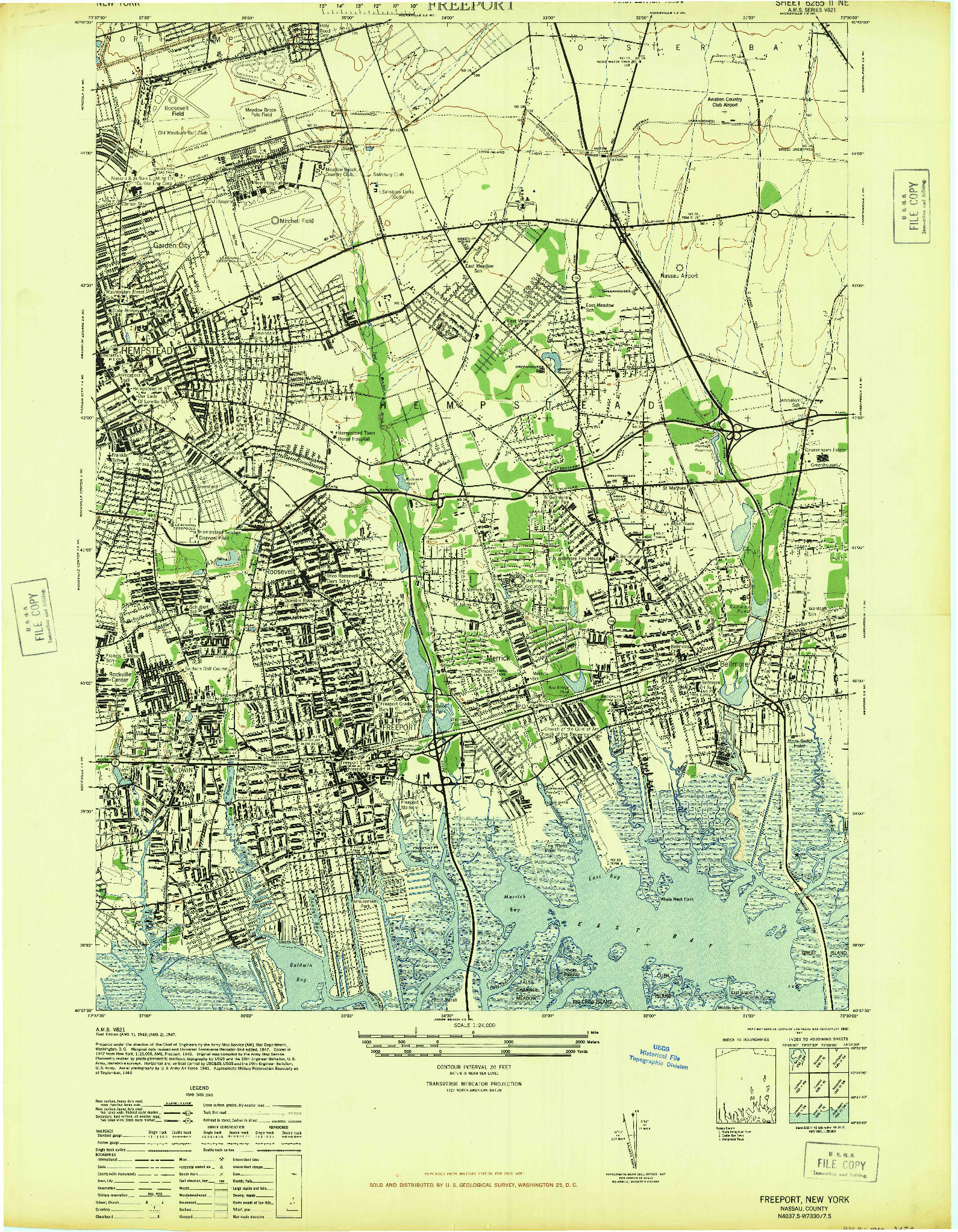 USGS 1:24000-SCALE QUADRANGLE FOR FREEPORT, NY 1947