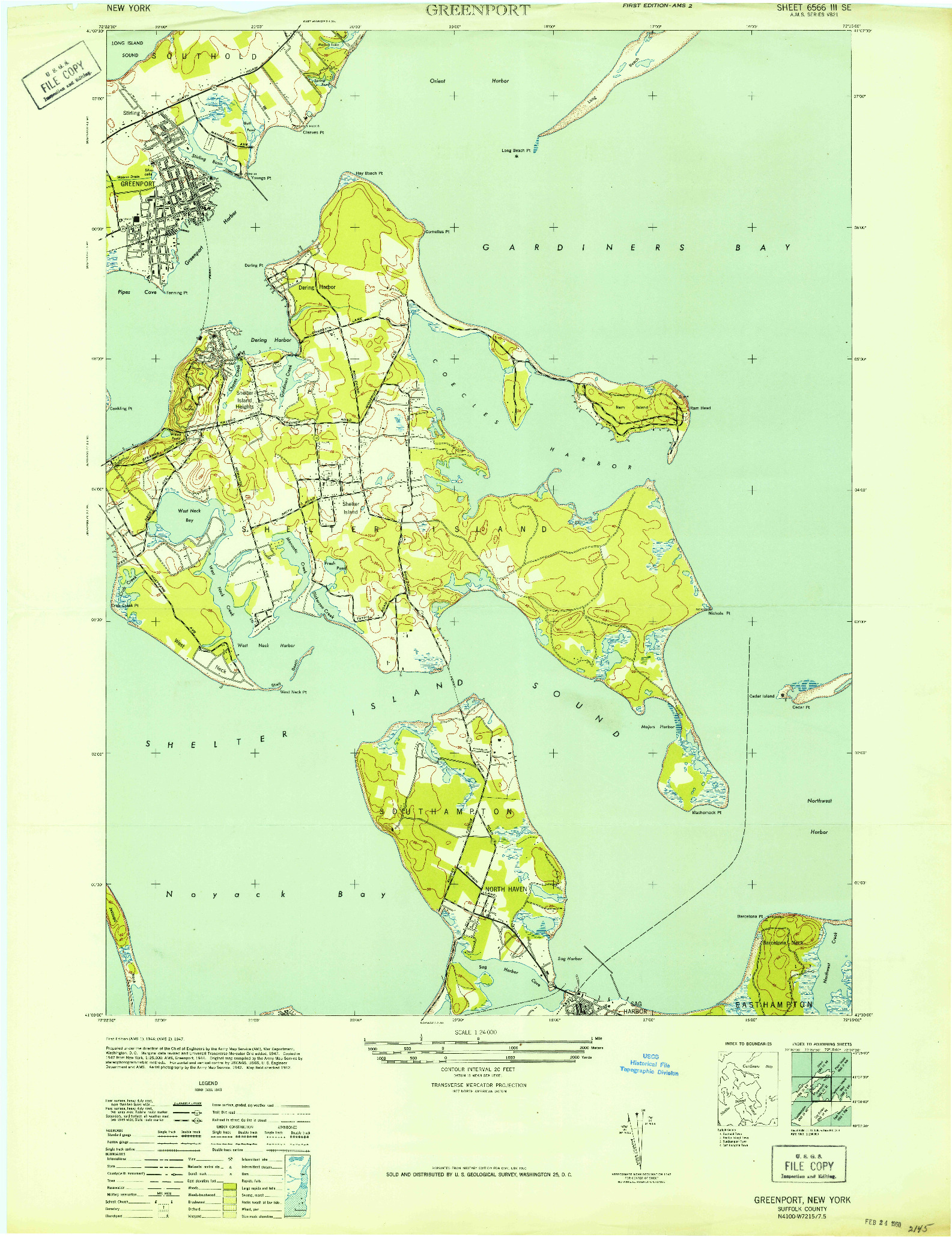 USGS 1:24000-SCALE QUADRANGLE FOR GREENPORT, NY 1947