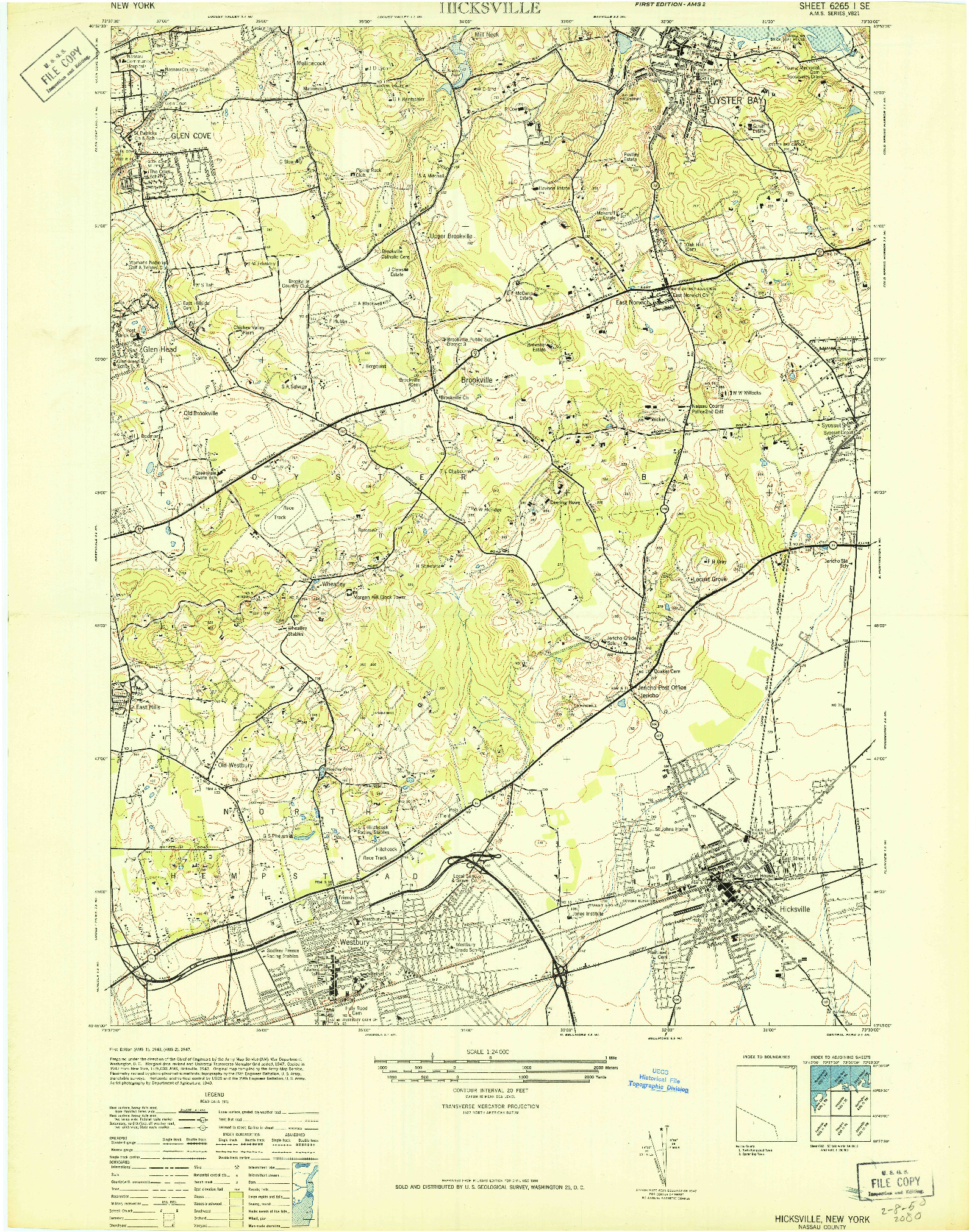 USGS 1:24000-SCALE QUADRANGLE FOR HICKSVILLE, NY 1947
