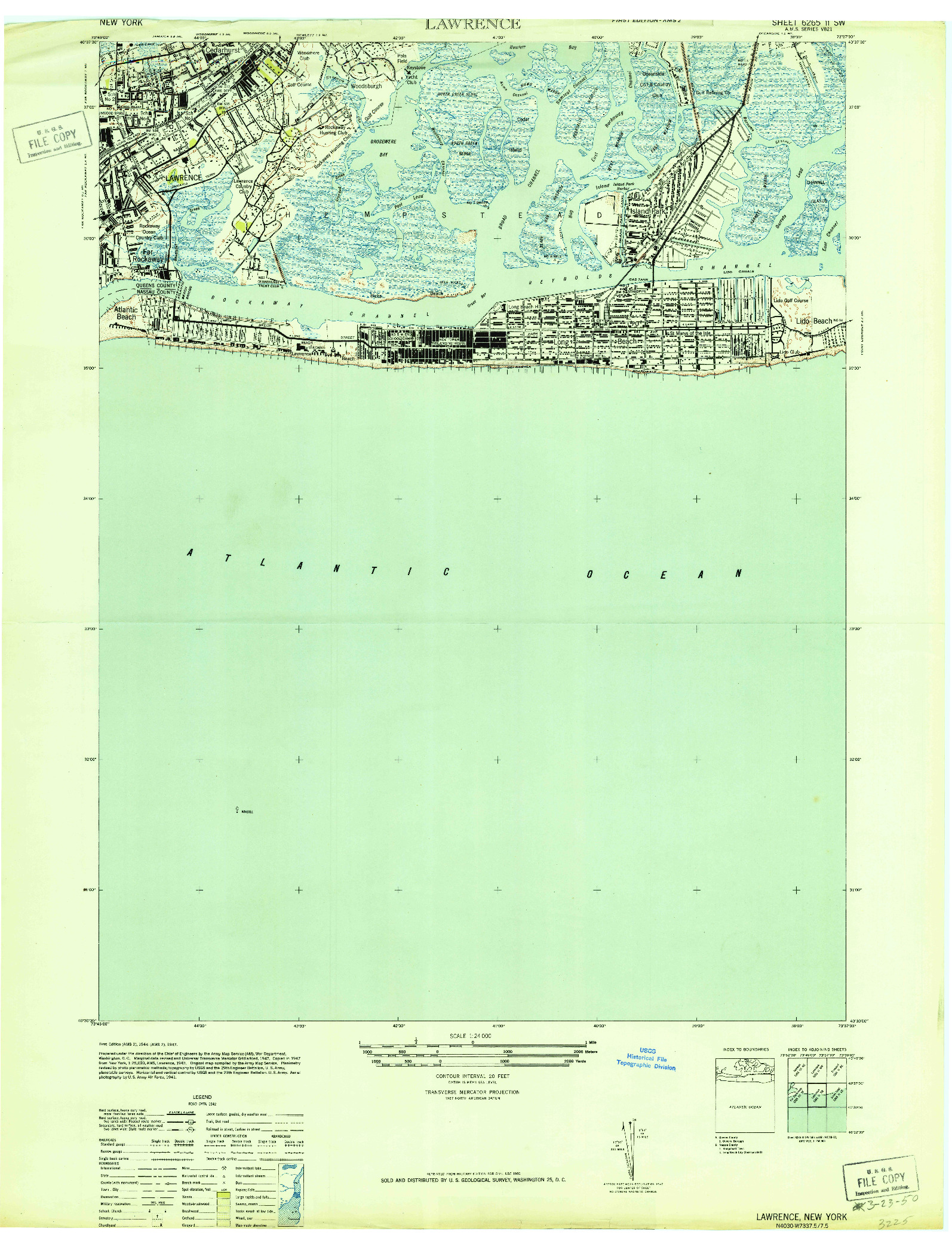 USGS 1:24000-SCALE QUADRANGLE FOR LAWRENCE, NY 1947