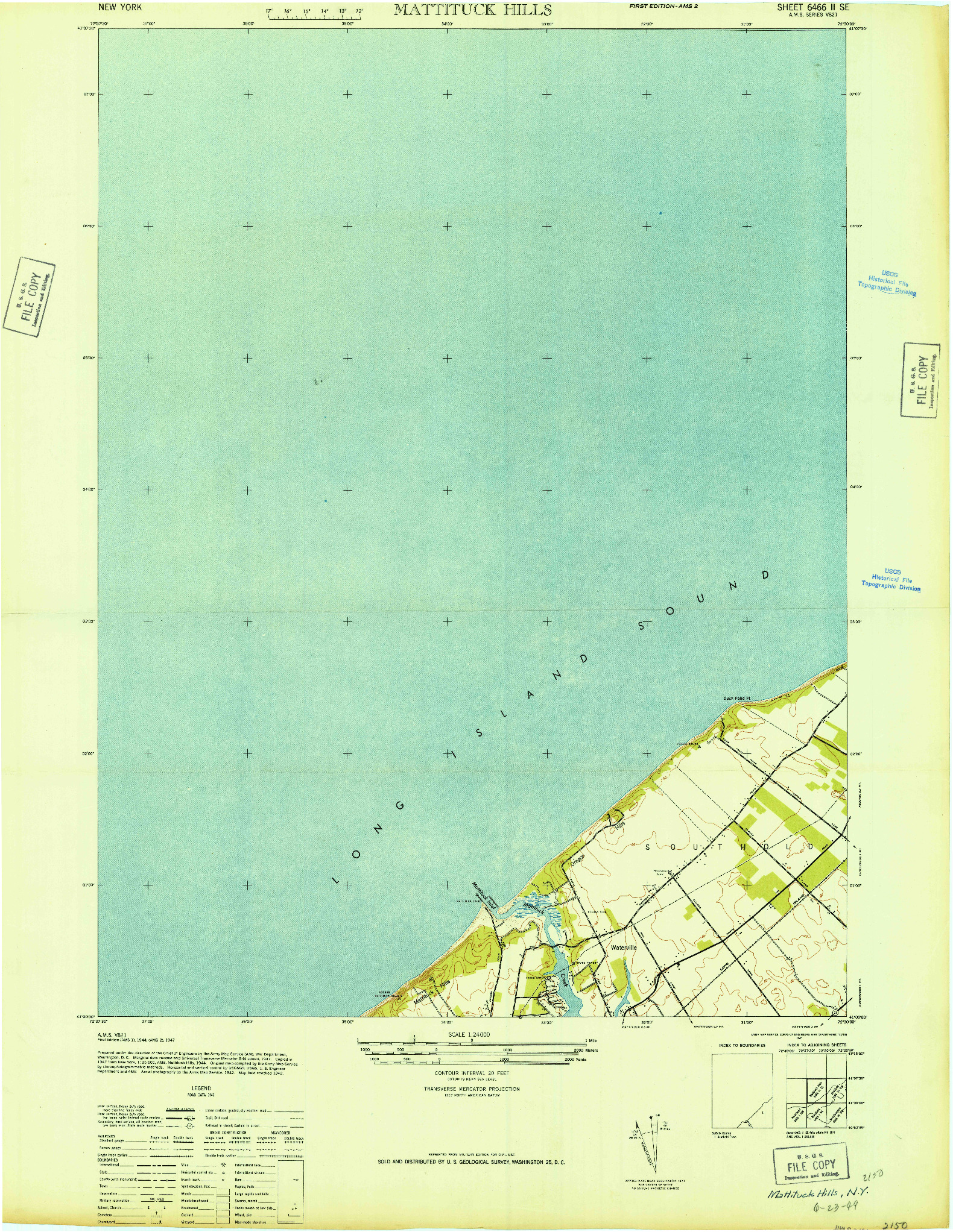 USGS 1:24000-SCALE QUADRANGLE FOR MATTITUCK HILLS, NY 1947