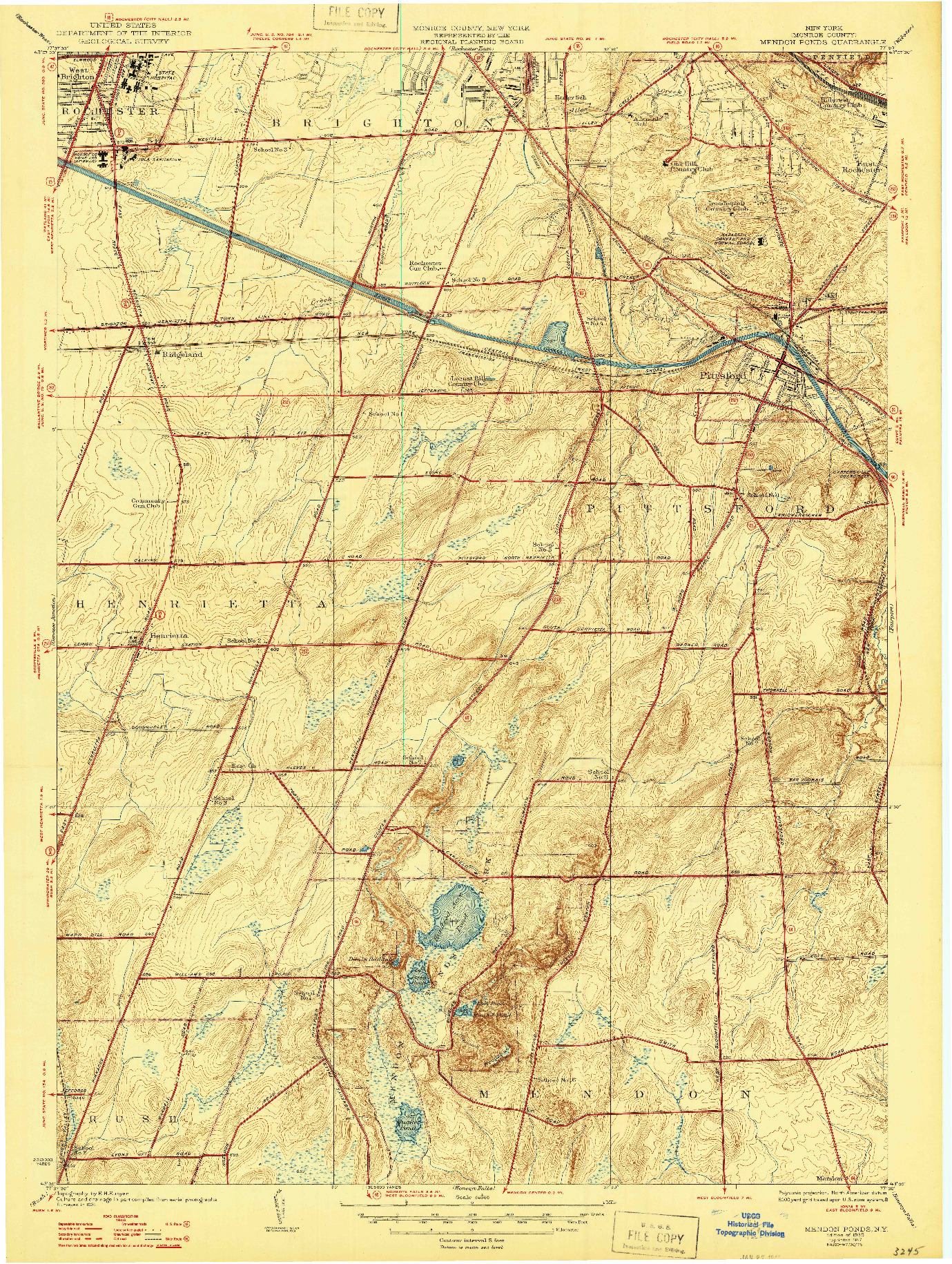 USGS 1:24000-SCALE QUADRANGLE FOR MENDON PONDS, NY 1935