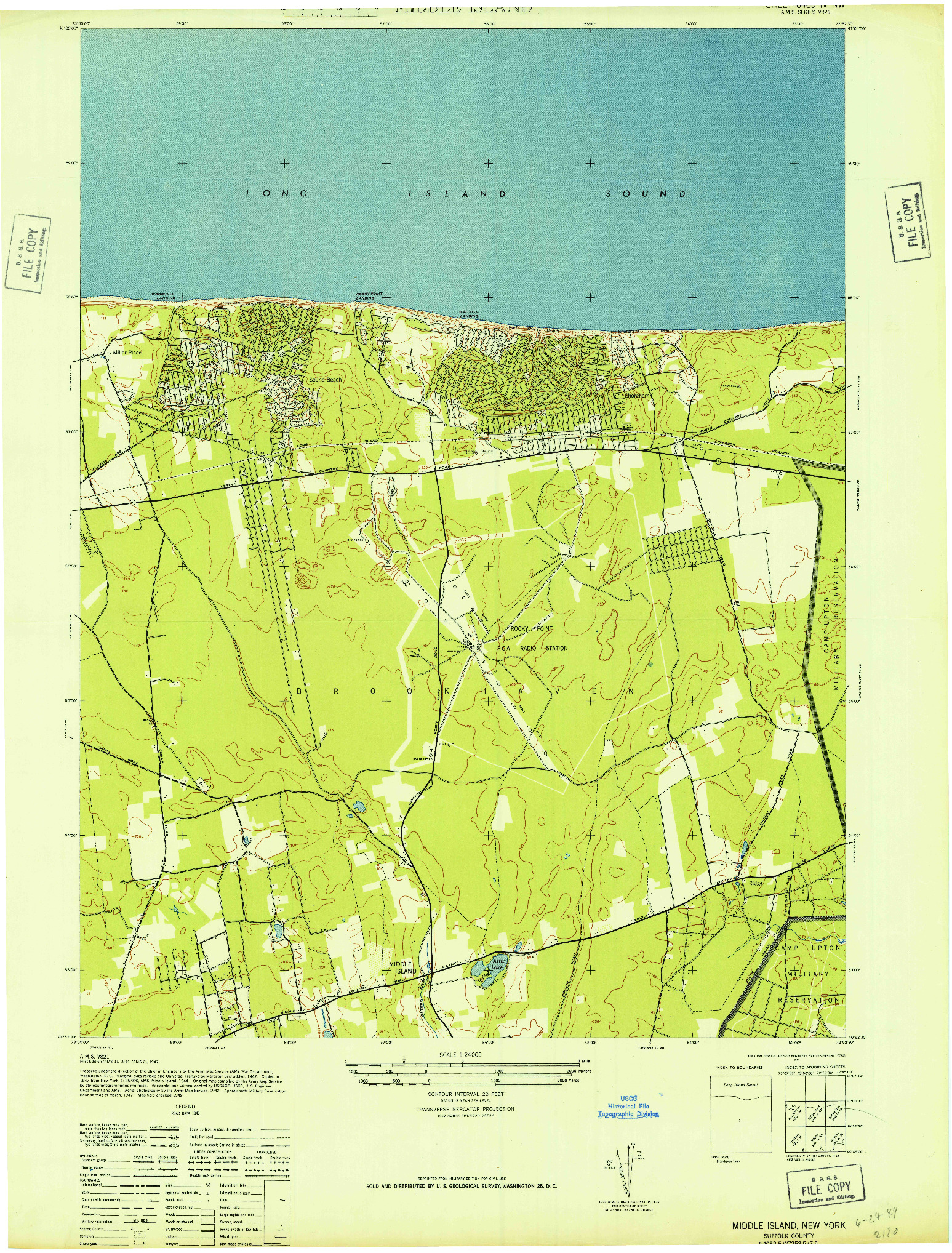 USGS 1:24000-SCALE QUADRANGLE FOR MIDDLE ISLAND, NY 1947