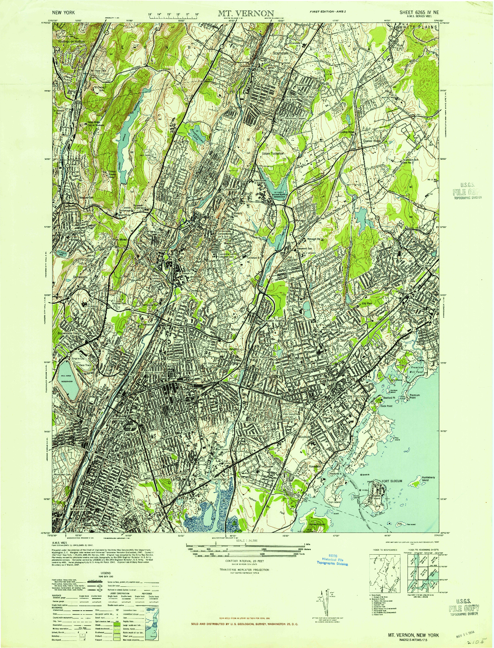 USGS 1:24000-SCALE QUADRANGLE FOR MT VERNON, NY 1947