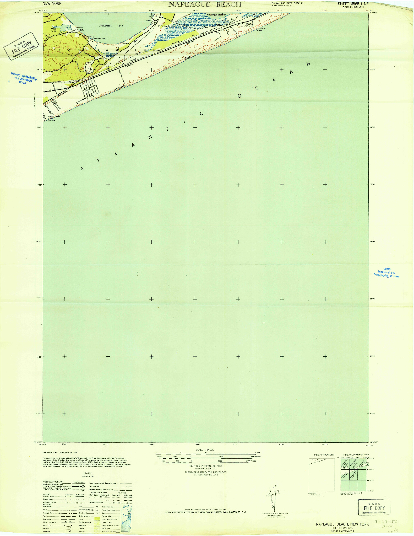 USGS 1:24000-SCALE QUADRANGLE FOR NAPEAGUE BEACH, NY 1947