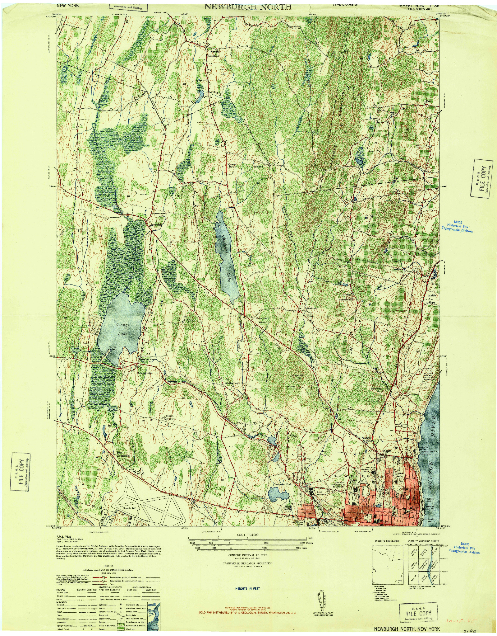 USGS 1:24000-SCALE QUADRANGLE FOR NEWBURGH NORTH, NY 1947