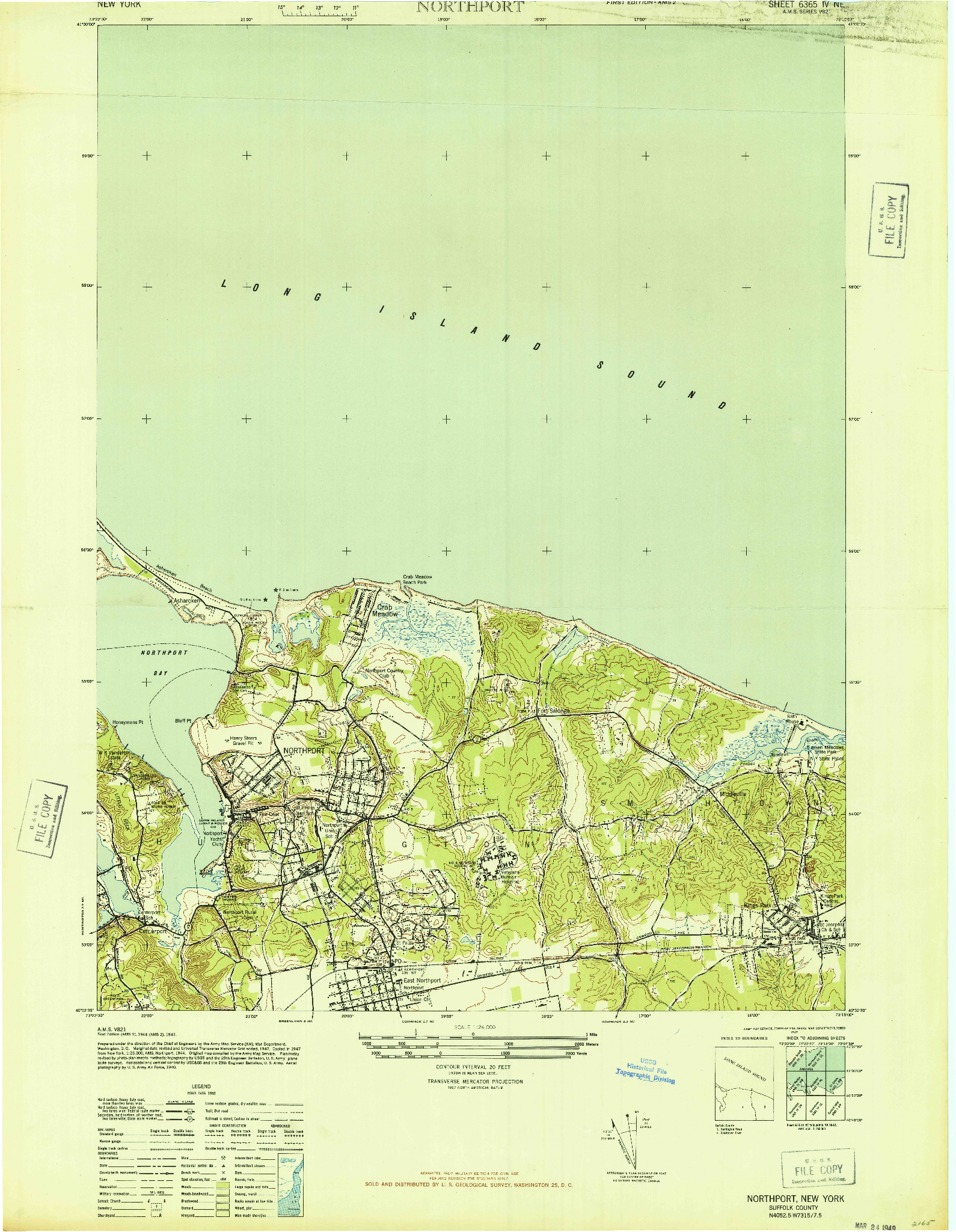 USGS 1:24000-SCALE QUADRANGLE FOR NORTHPORT, NY 1947