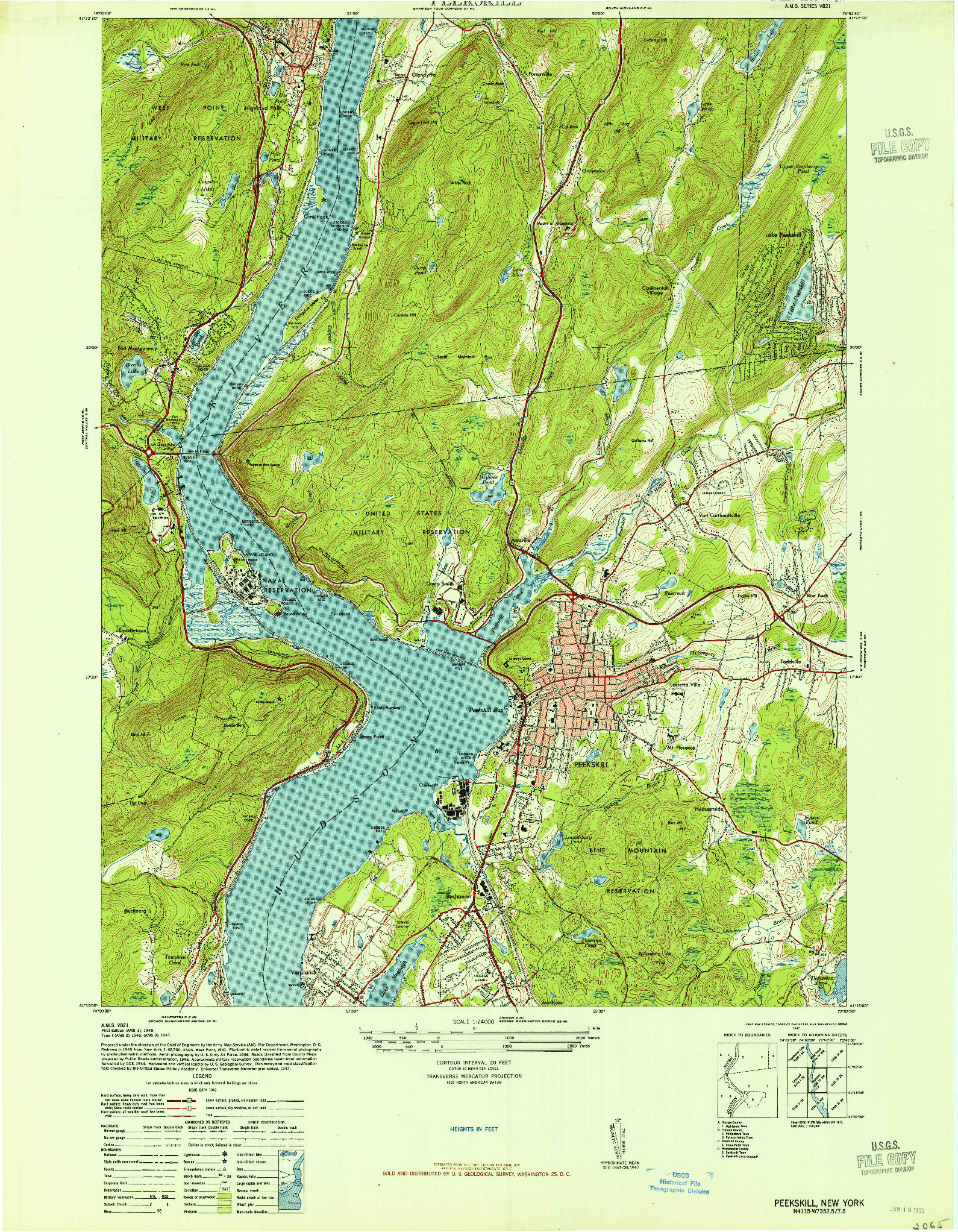 USGS 1:24000-SCALE QUADRANGLE FOR PEEKSKILL, NY 1947