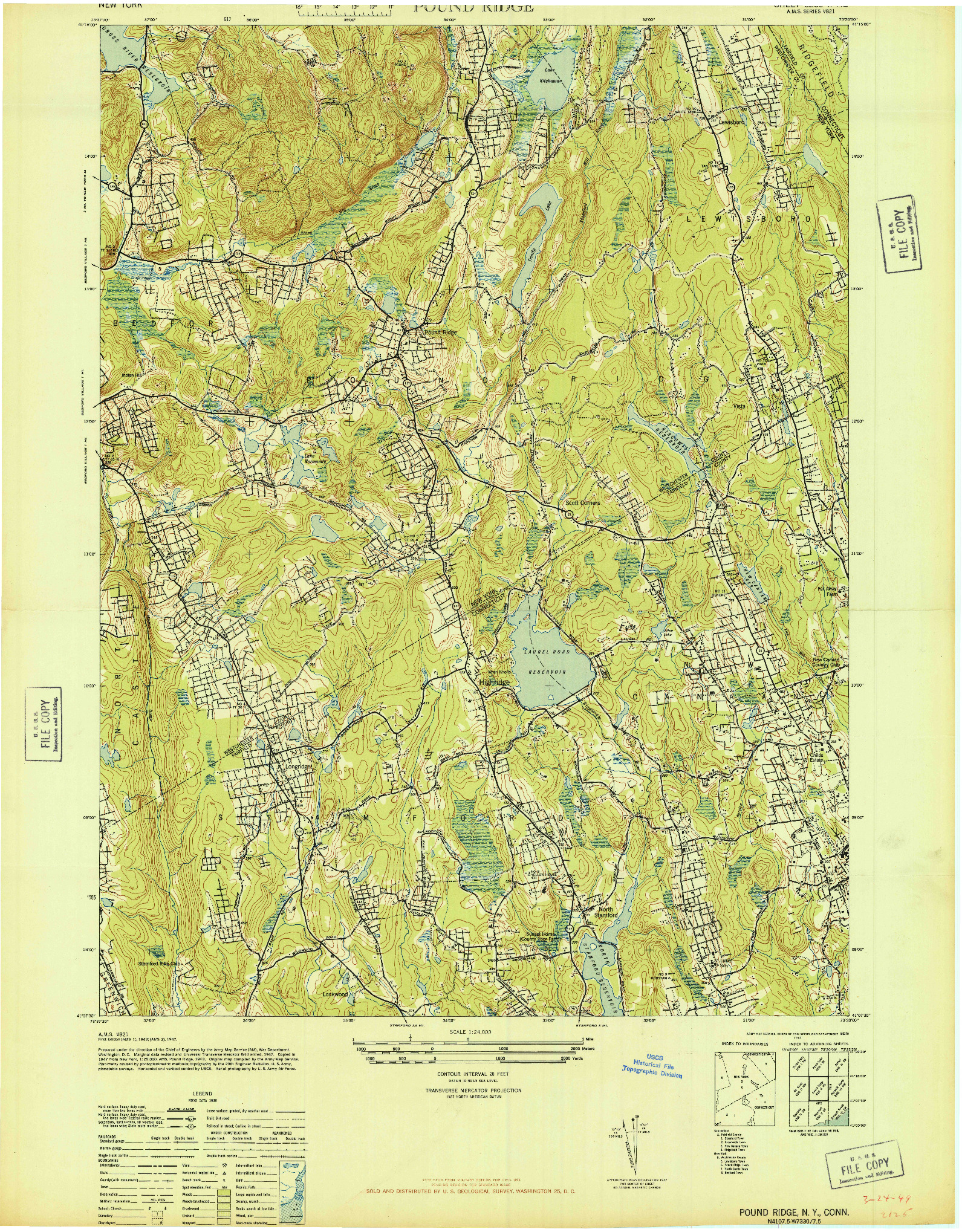USGS 1:24000-SCALE QUADRANGLE FOR POUND RIDGE, NY 1947