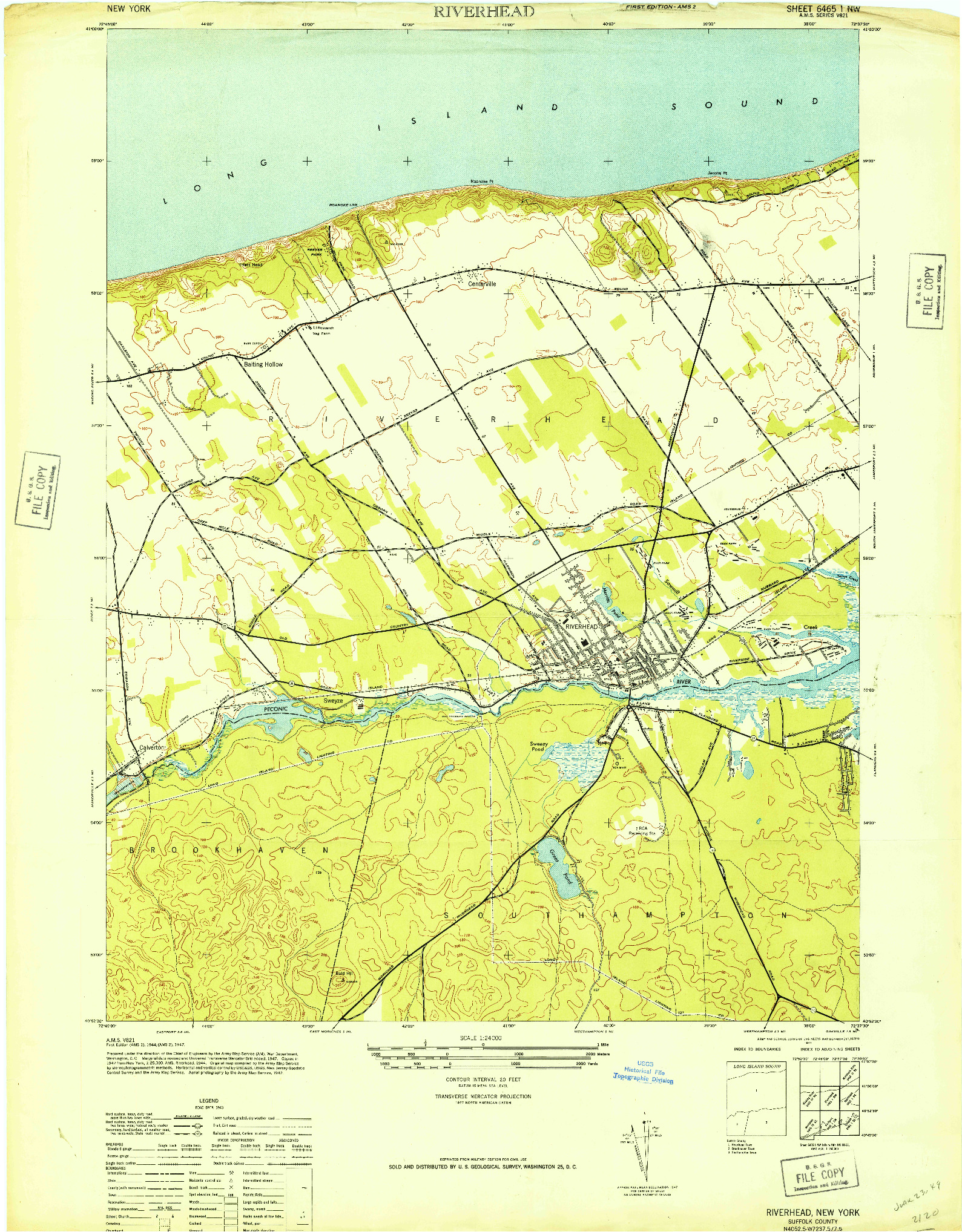 USGS 1:24000-SCALE QUADRANGLE FOR RIVERHEAD, NY 1947