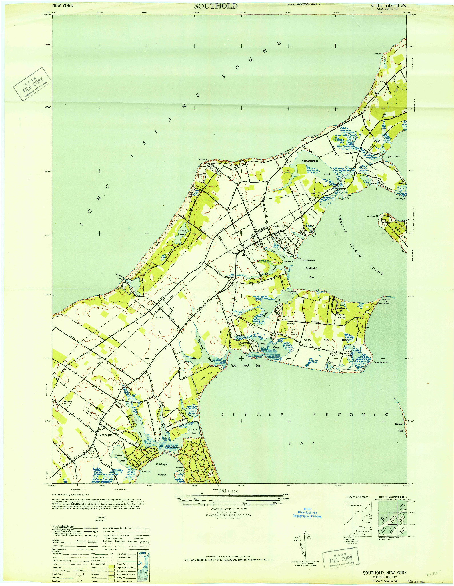 USGS 1:24000-SCALE QUADRANGLE FOR SOUTHOLD, NY 1947