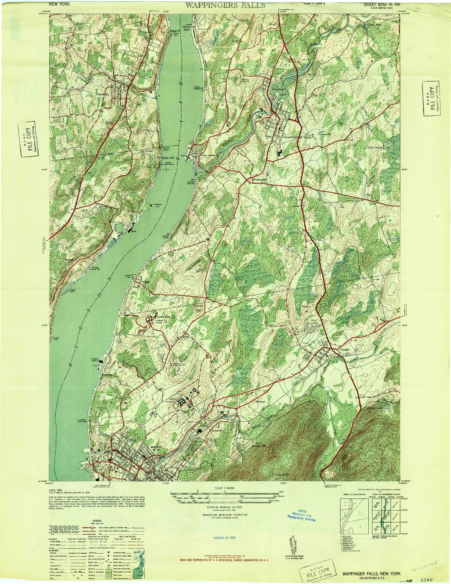 USGS 1:24000-SCALE QUADRANGLE FOR WAPPINGER FALLS, NY 1947