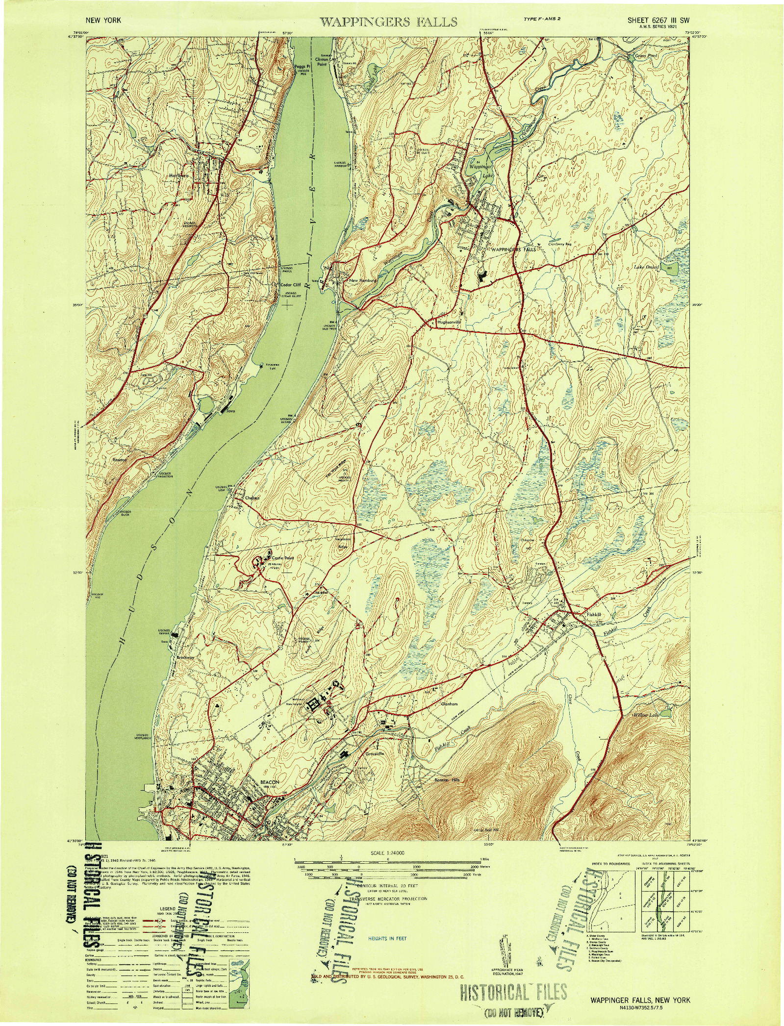 USGS 1:24000-SCALE QUADRANGLE FOR WAPPINGER FALLS, NY 1947
