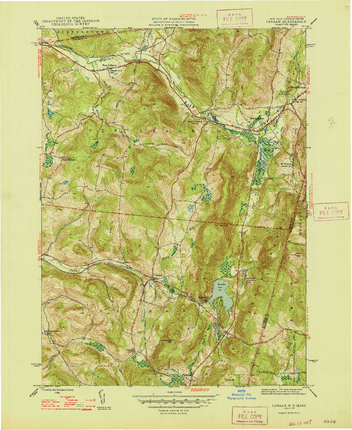 USGS 1:31680-SCALE QUADRANGLE FOR CANAAN, NY 1947