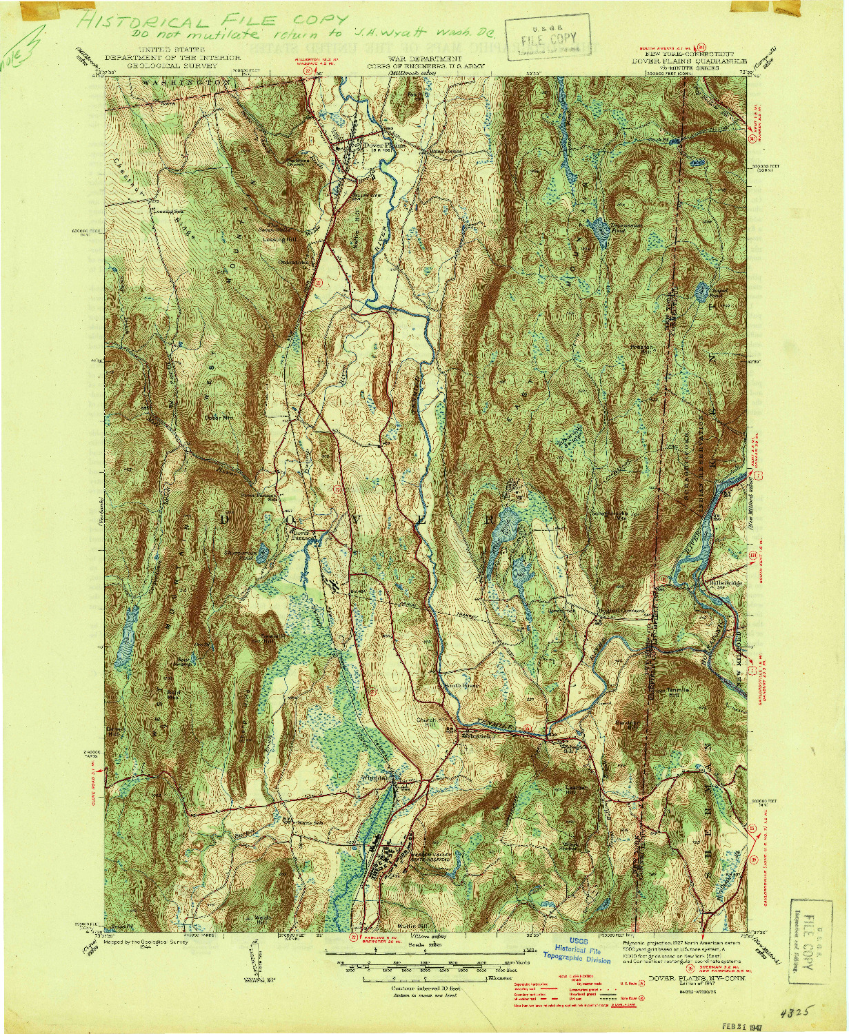 USGS 1:31680-SCALE QUADRANGLE FOR DOVER PLAINS, NY 1947
