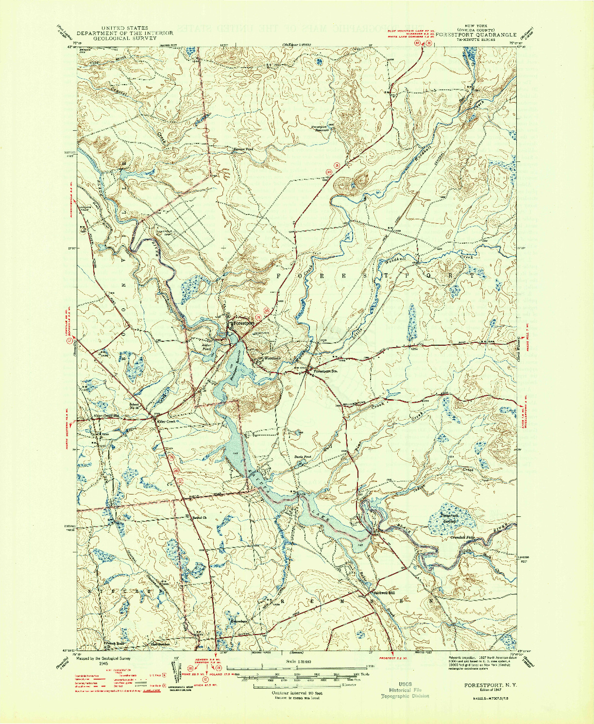 USGS 1:31680-SCALE QUADRANGLE FOR FORESTPORT, NY 1947