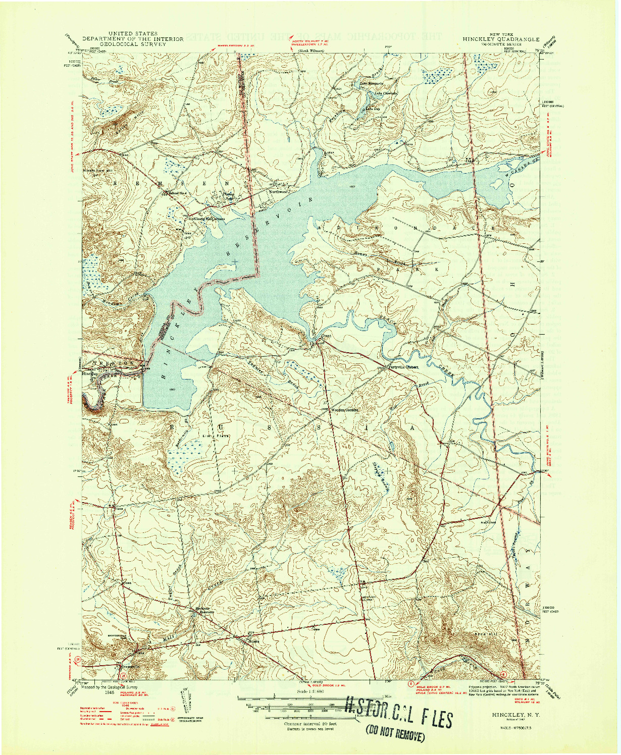 USGS 1:31680-SCALE QUADRANGLE FOR HINCKLEY, NY 1947