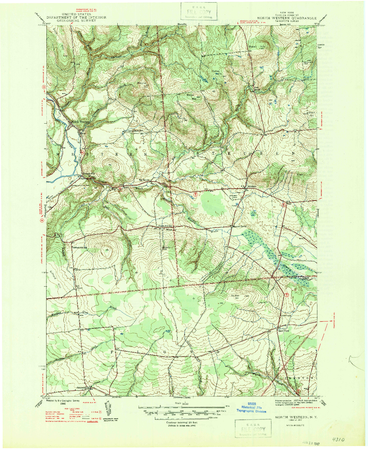 USGS 1:31680-SCALE QUADRANGLE FOR NORTH WESTERN, NY 1947