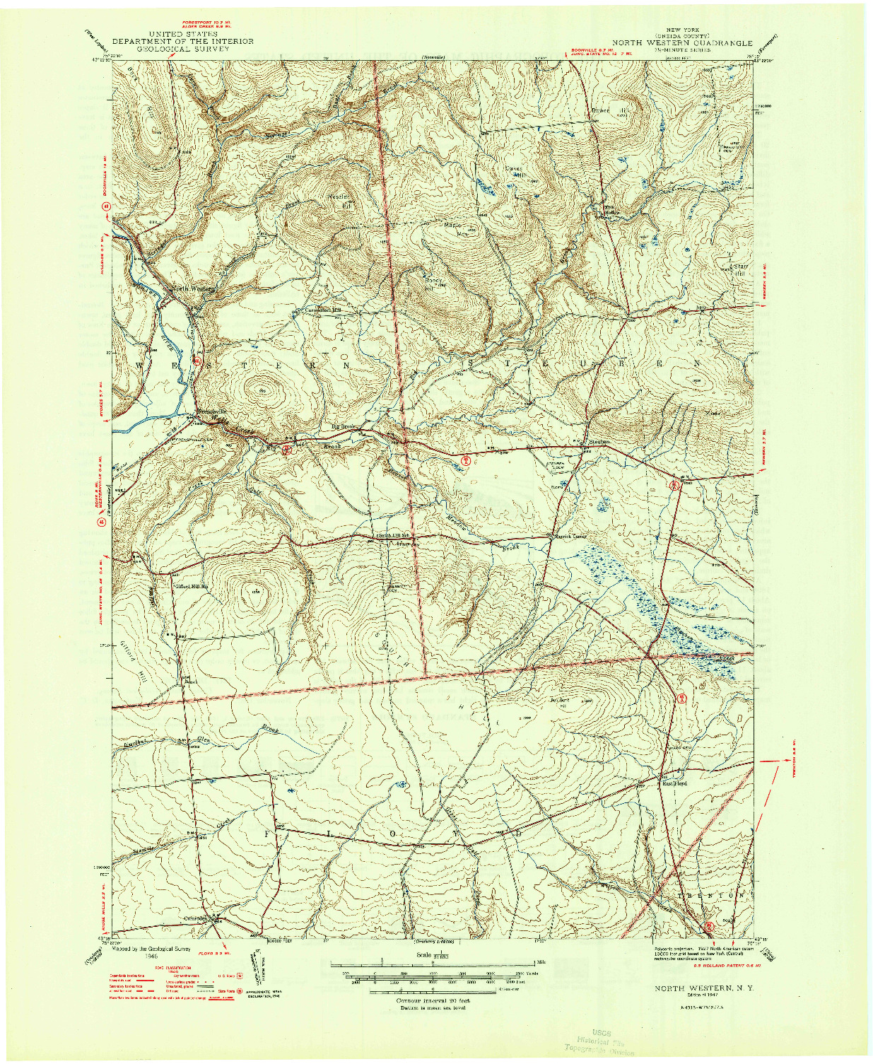 USGS 1:31680-SCALE QUADRANGLE FOR NORTH WESTERN, NY 1947