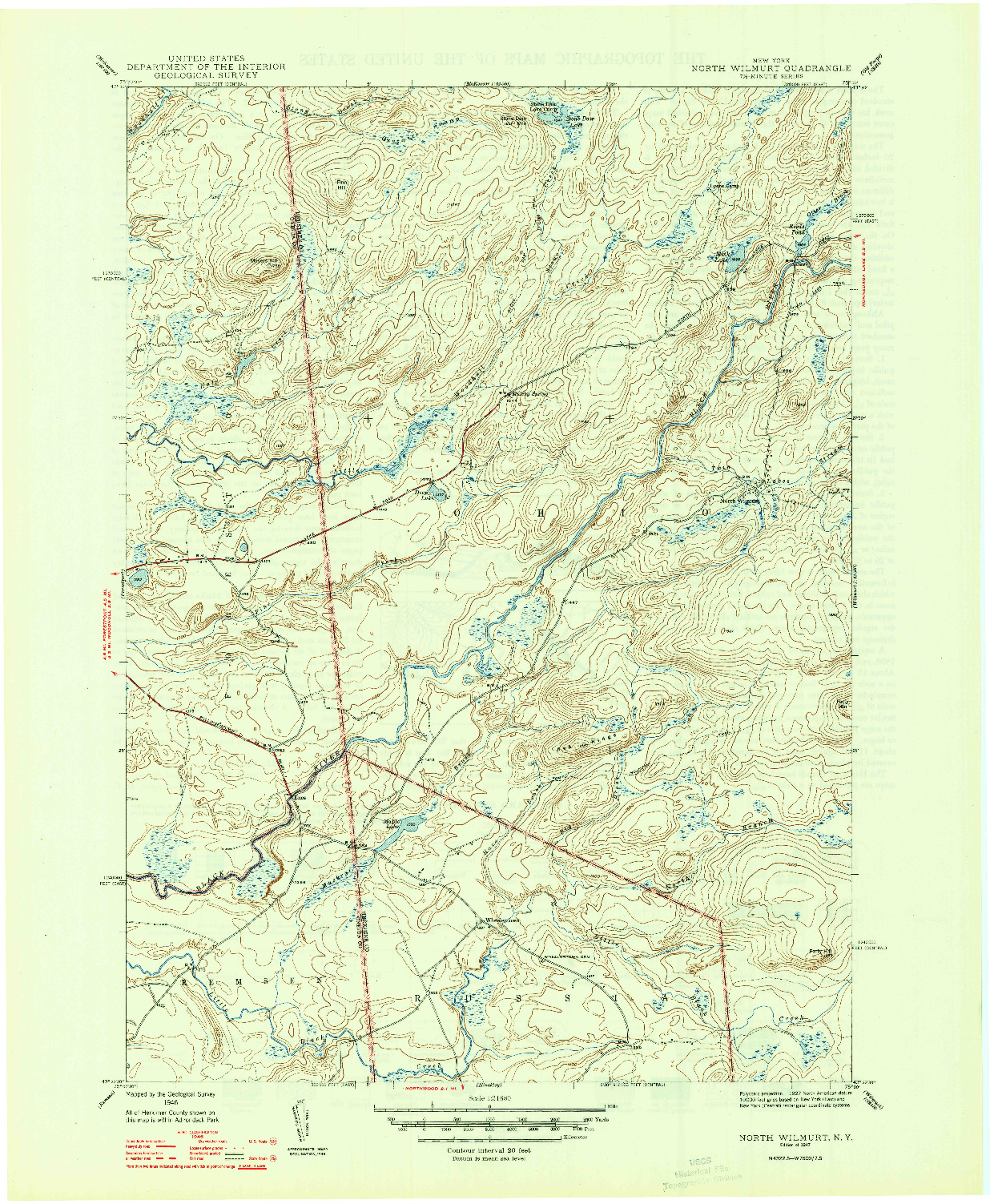 USGS 1:31680-SCALE QUADRANGLE FOR NORTH WILMURT, NY 1947