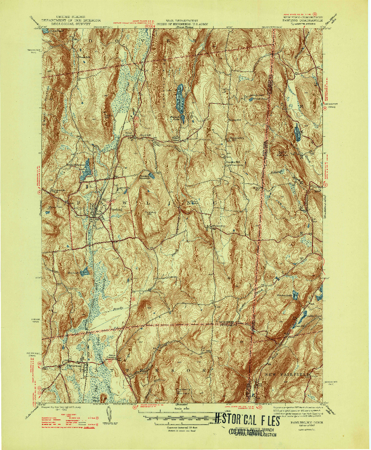 USGS 1:31680-SCALE QUADRANGLE FOR PAWLING, NY 1947