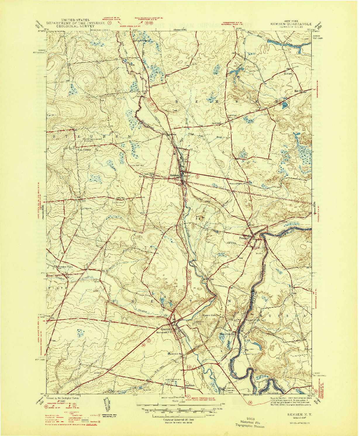 USGS 1:31680-SCALE QUADRANGLE FOR REMSEN, NY 1947