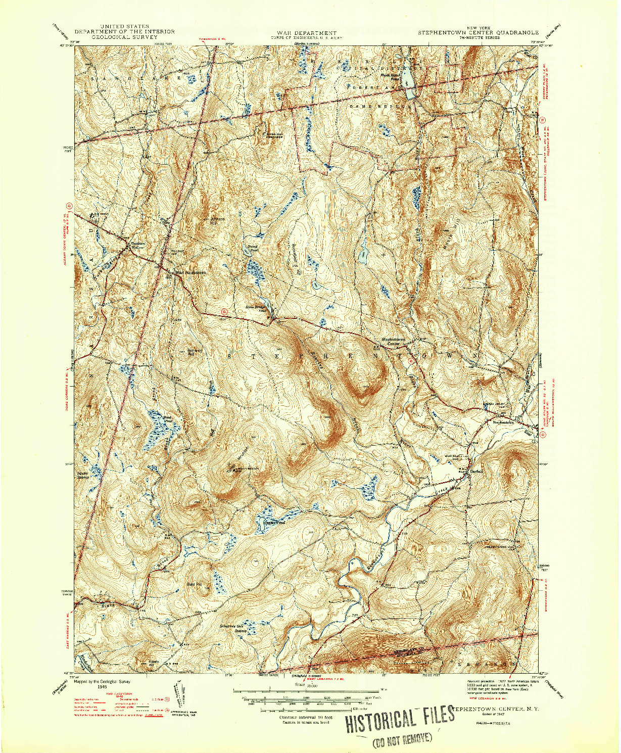 USGS 1:31680-SCALE QUADRANGLE FOR STEPHENTOWN CENTER, NY 1947