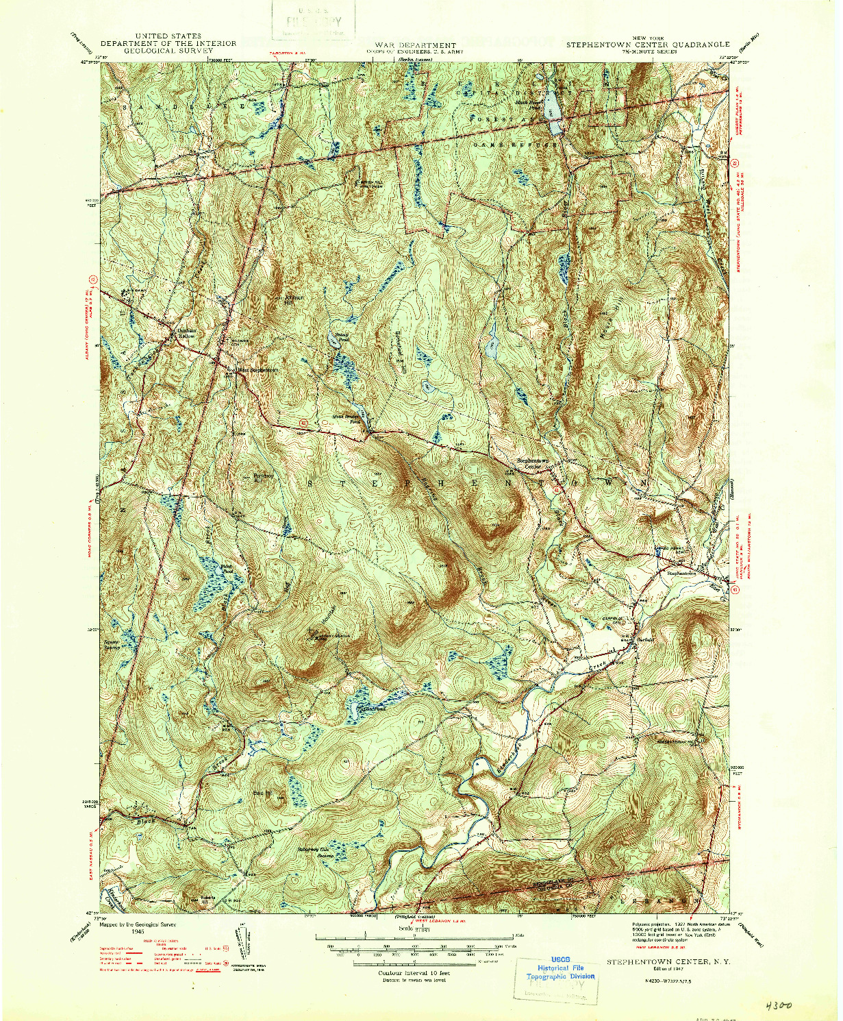 USGS 1:31680-SCALE QUADRANGLE FOR STEPHENTOWN CENTER, NY 1947