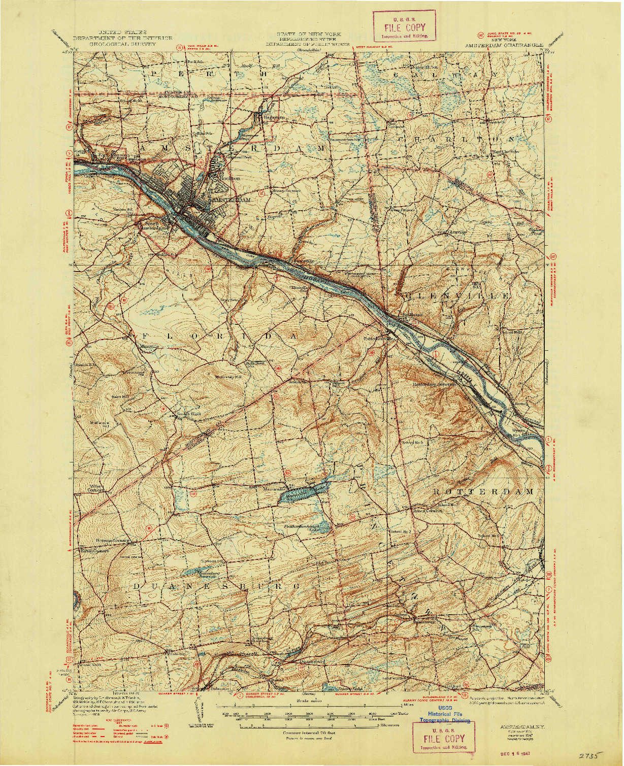 USGS 1:62500-SCALE QUADRANGLE FOR AMSTERDAM, NY 1931